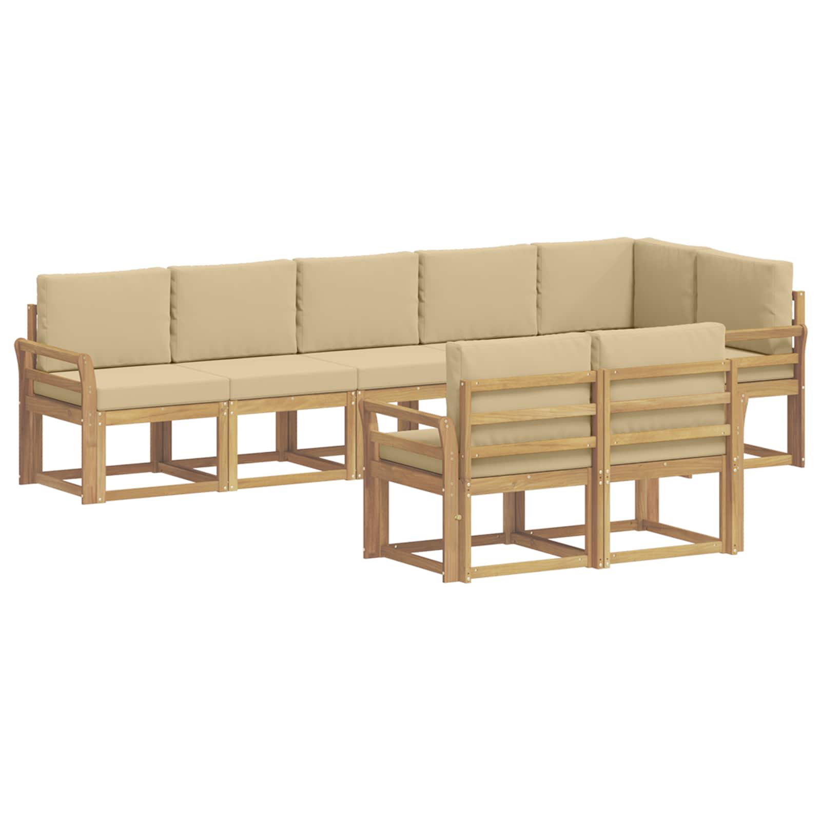 Buiten bankenset met kussen 8 pcs Wit en Beige Polyester is nu te koop bij PeponiXL, paradijselijk wonen!