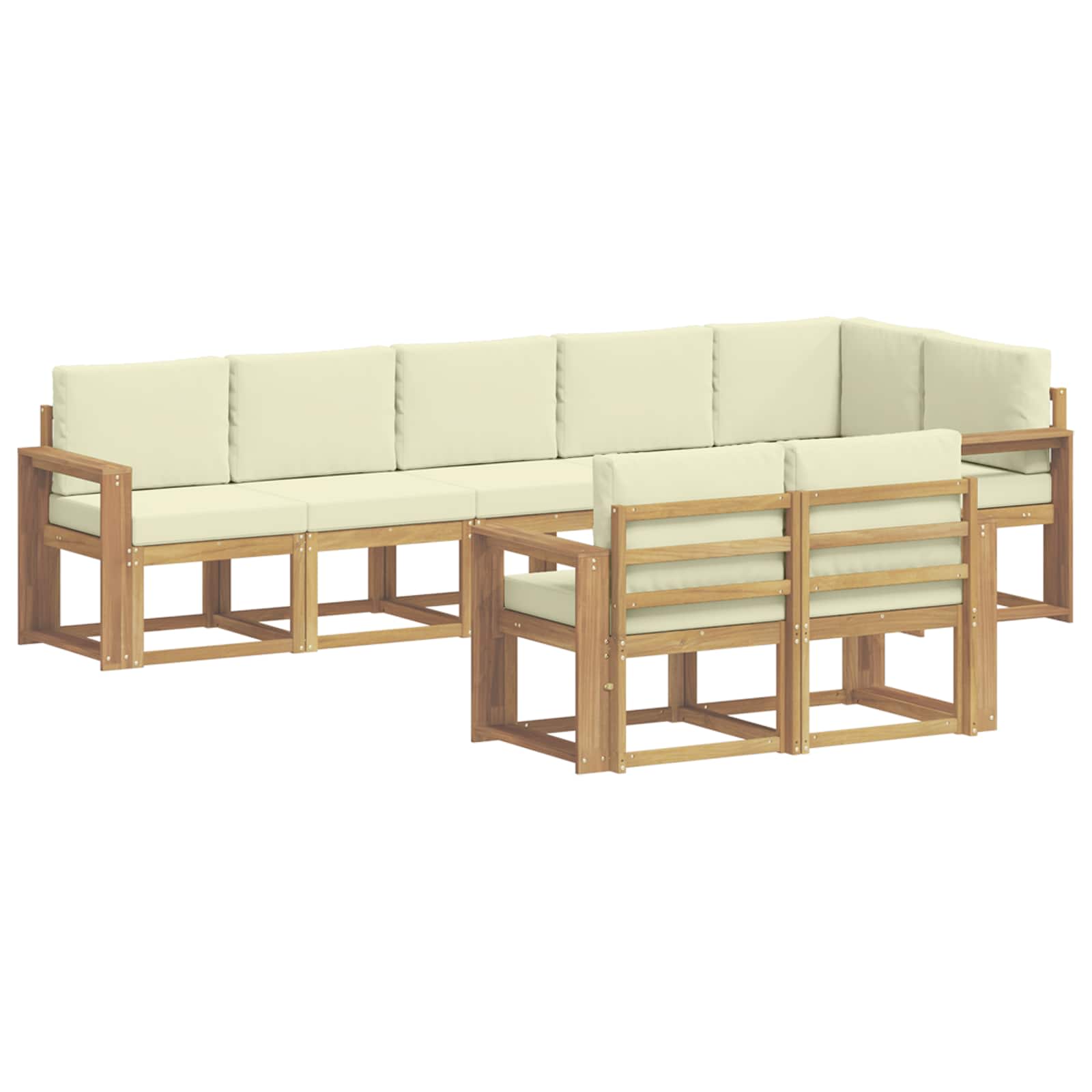 Buiten bankenset met kussen 8 pcs Wit en crèmekleurig Polyester is nu te koop bij PeponiXL, paradijselijk wonen!