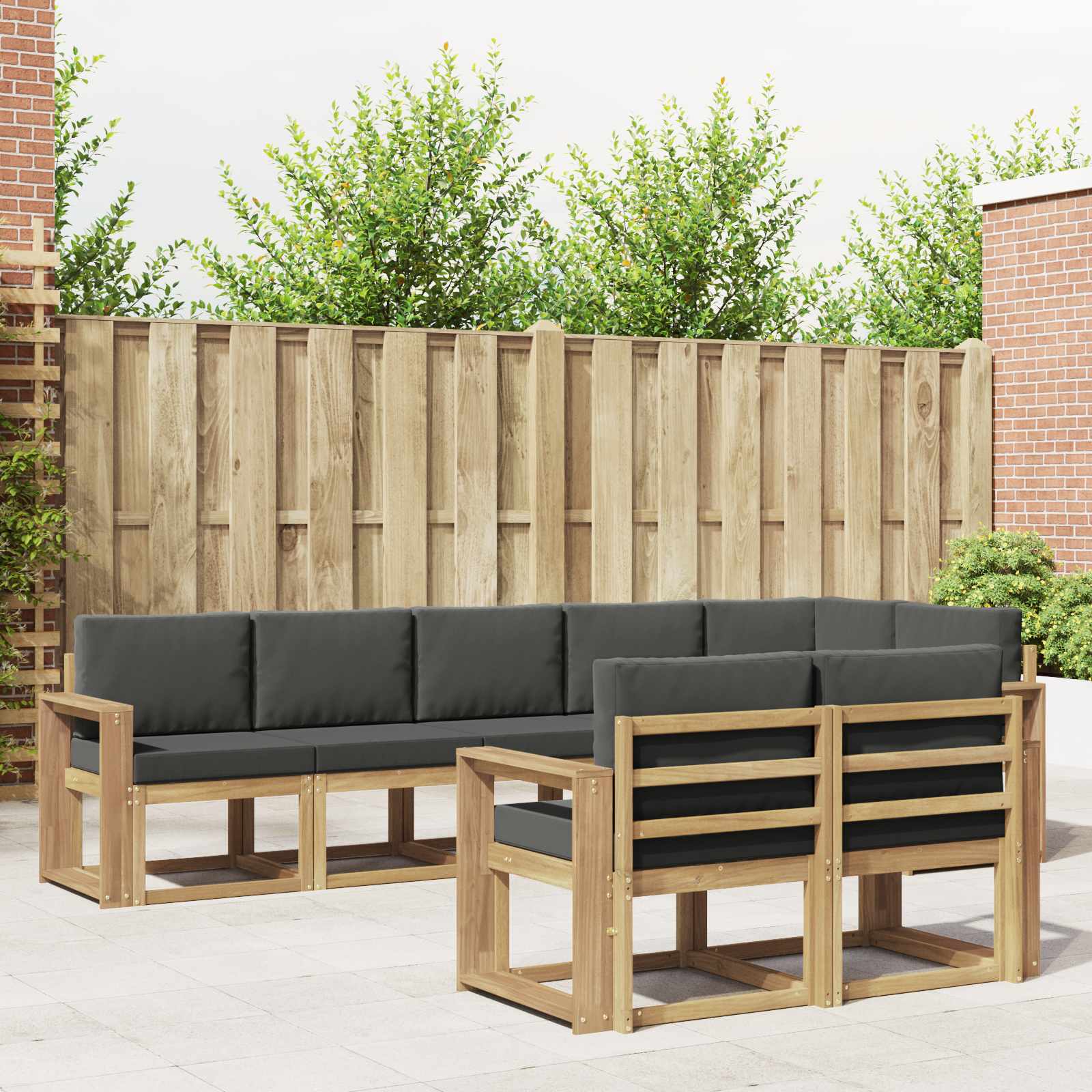 Buiten bankenset 8 pcs Wit en antracietkleurig Polyester is nu te koop bij PeponiXL, paradijselijk wonen!