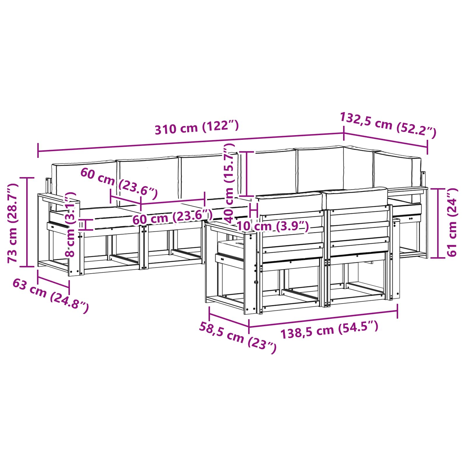 Buiten bankenset 8 pcs Wit en antracietkleurig Polyester is nu te koop bij PeponiXL, paradijselijk wonen!