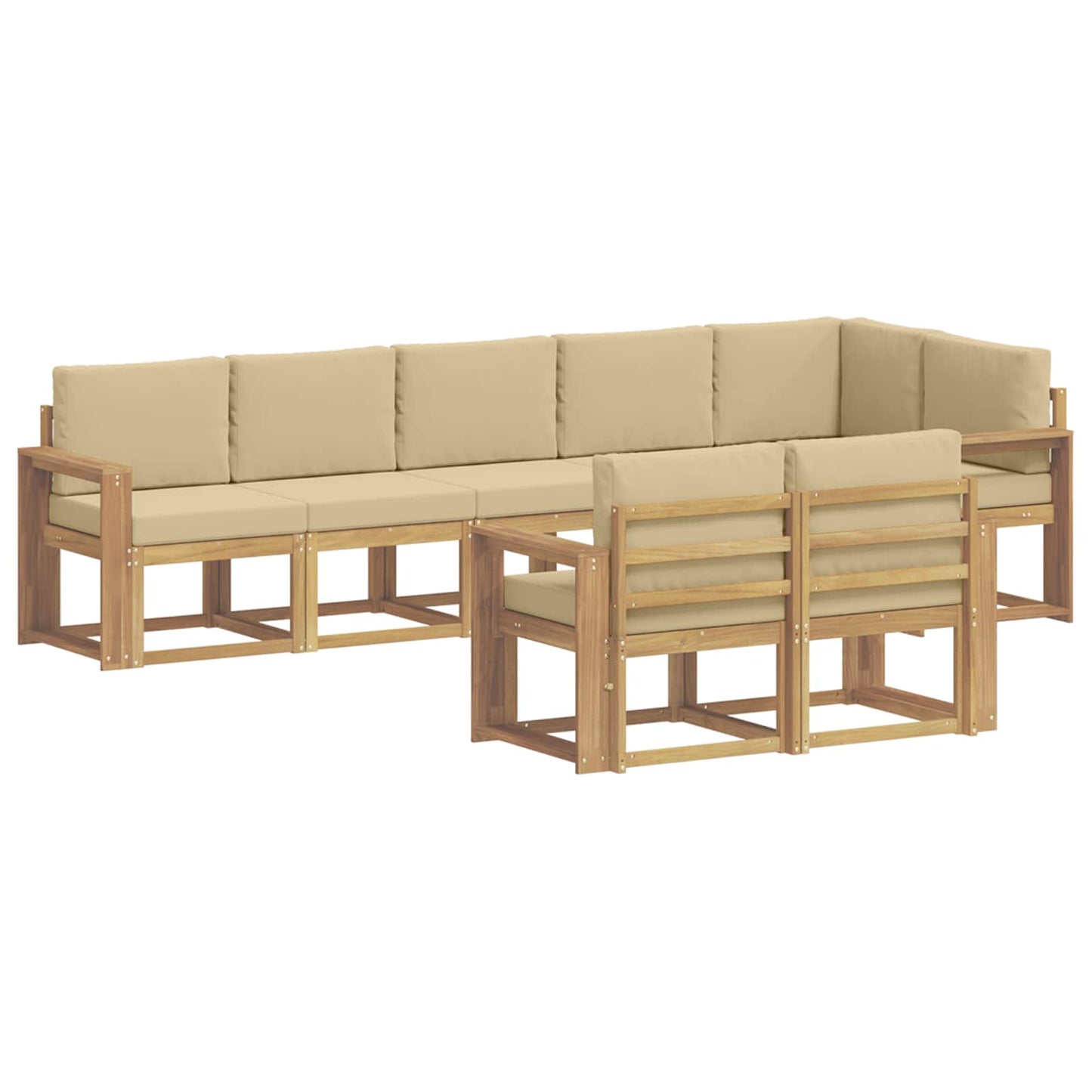 Buiten bankenset met kussen 8 pcs Wit en Beige Polyester is nu te koop bij PeponiXL, paradijselijk wonen!