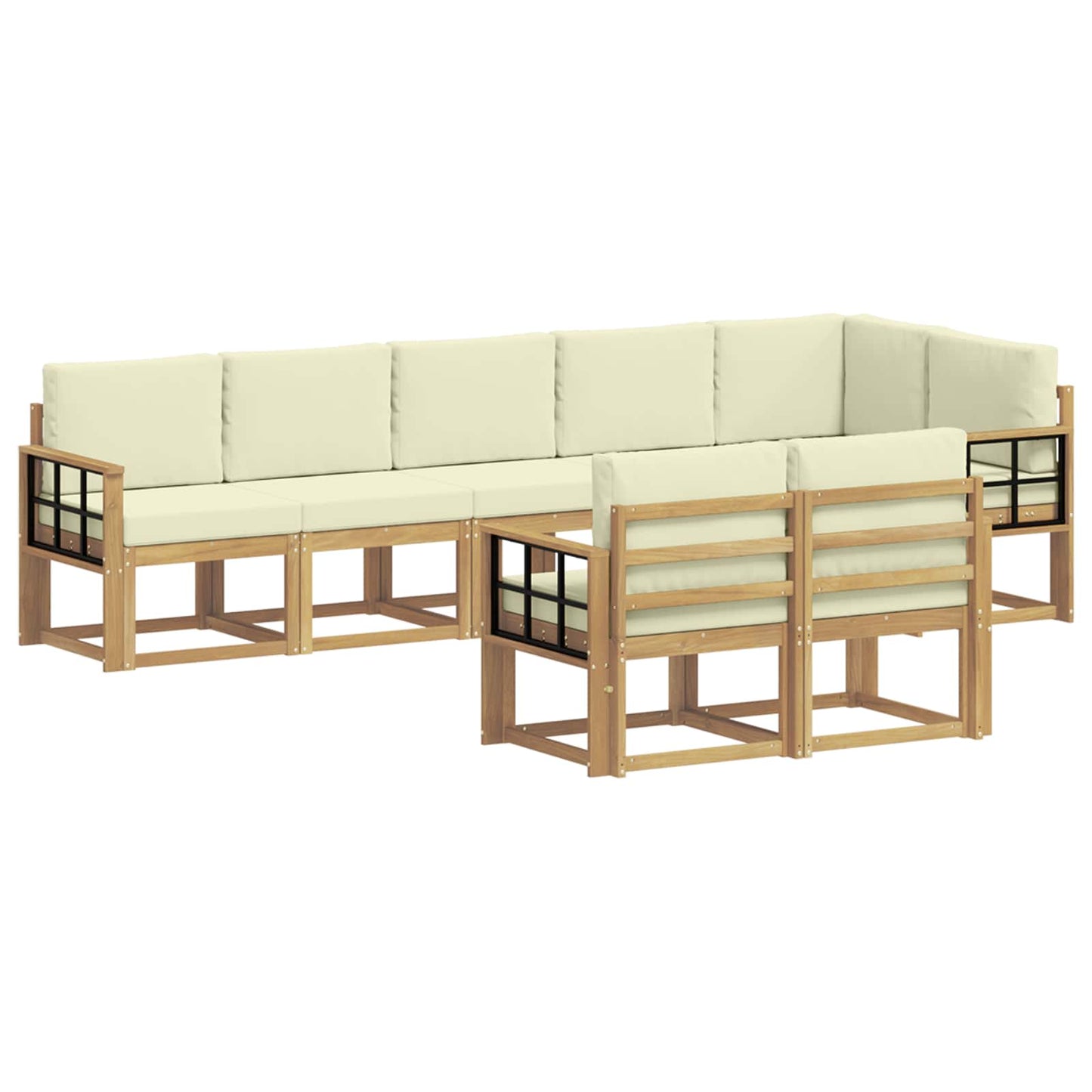 Buiten bankenset met kussen 8 pcs Wit en crèmekleurig Polyester is nu te koop bij PeponiXL, paradijselijk wonen!
