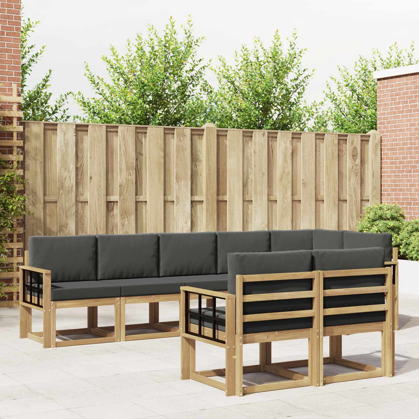 Buiten bankenset 8 pcs Wit en antracietkleurig Polyester is nu te koop bij PeponiXL, paradijselijk wonen!