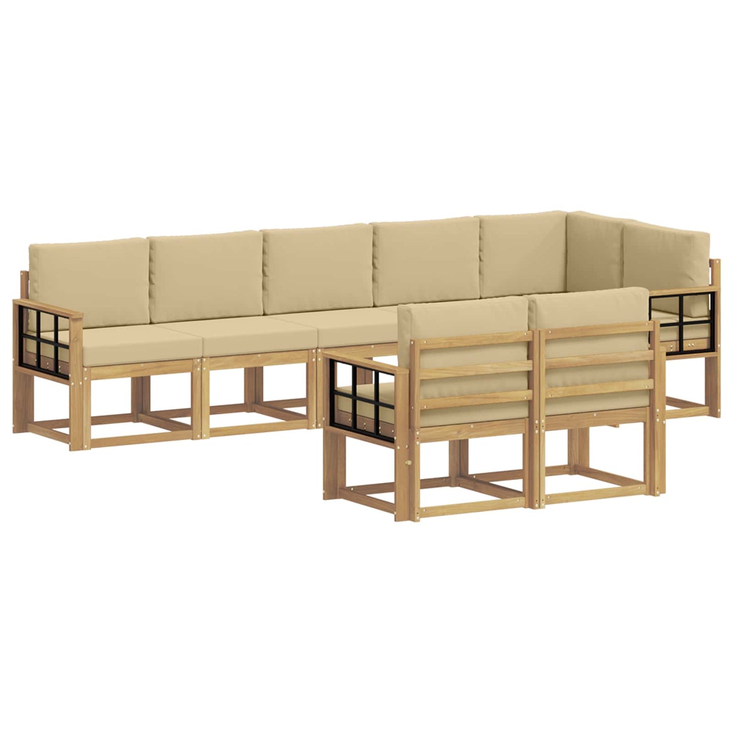 Buiten bankenset met kussen 8 pcs Wit en Beige Polyester is nu te koop bij PeponiXL, paradijselijk wonen!