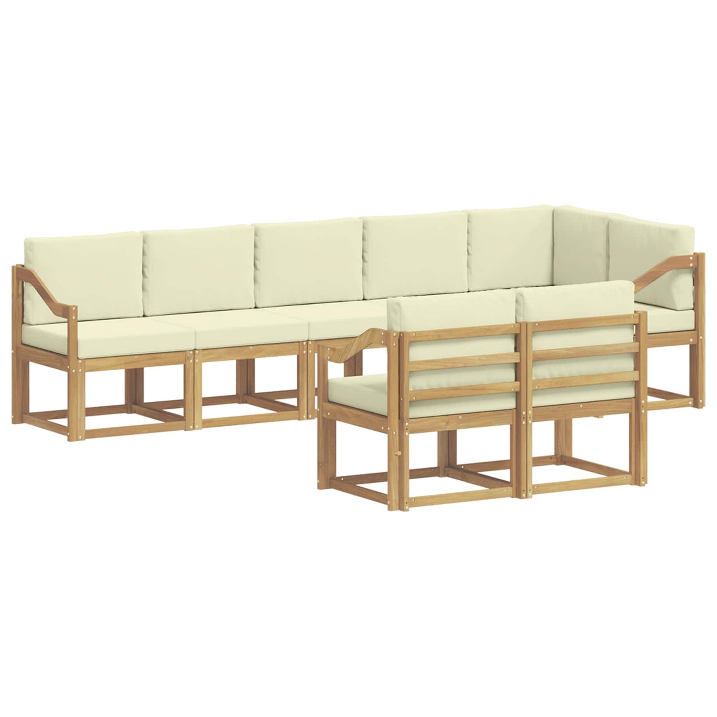 Buiten bankenset met kussen 8 pcs Wit en crèmekleurig Polyester is nu te koop bij PeponiXL, paradijselijk wonen!