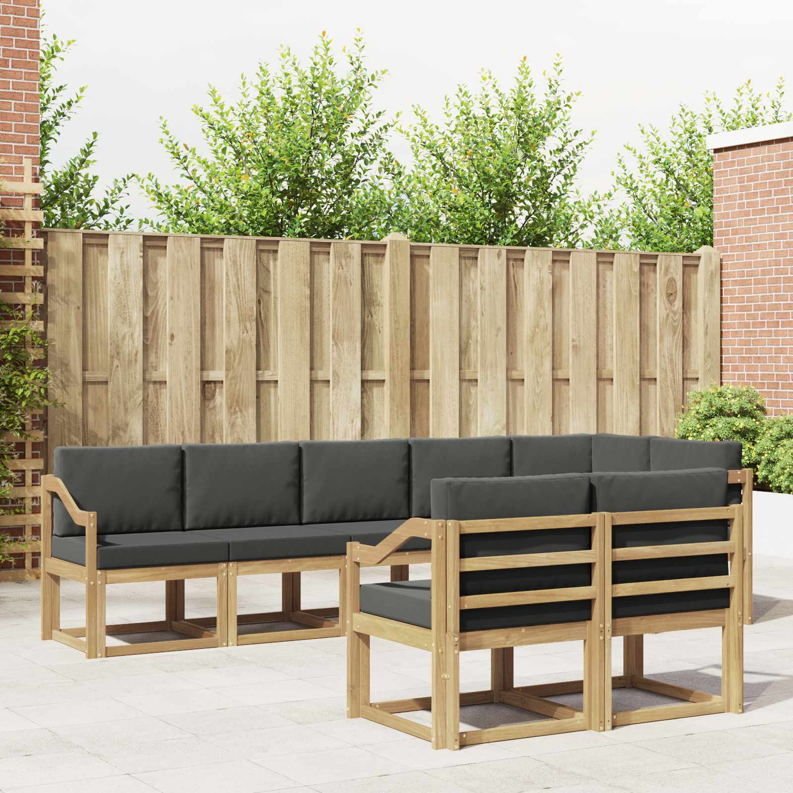Buiten bankenset 8 pcs Wit en antracietkleurig Polyester is nu te koop bij PeponiXL, paradijselijk wonen!