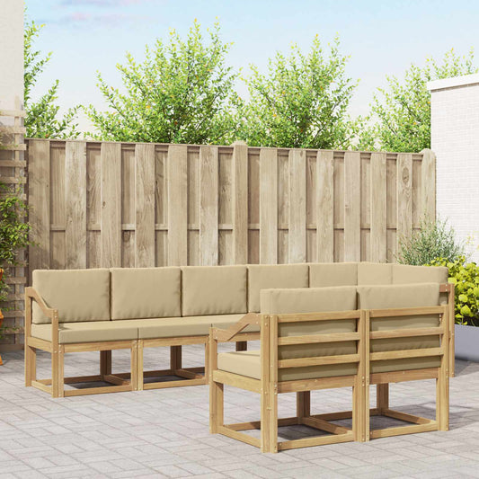 Buiten bankenset met kussen 8 pcs Wit en Beige Polyester is nu te koop bij PeponiXL, paradijselijk wonen!
