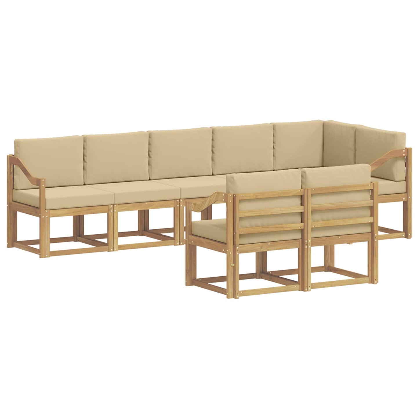 Buiten bankenset met kussen 8 pcs Wit en Beige Polyester is nu te koop bij PeponiXL, paradijselijk wonen!