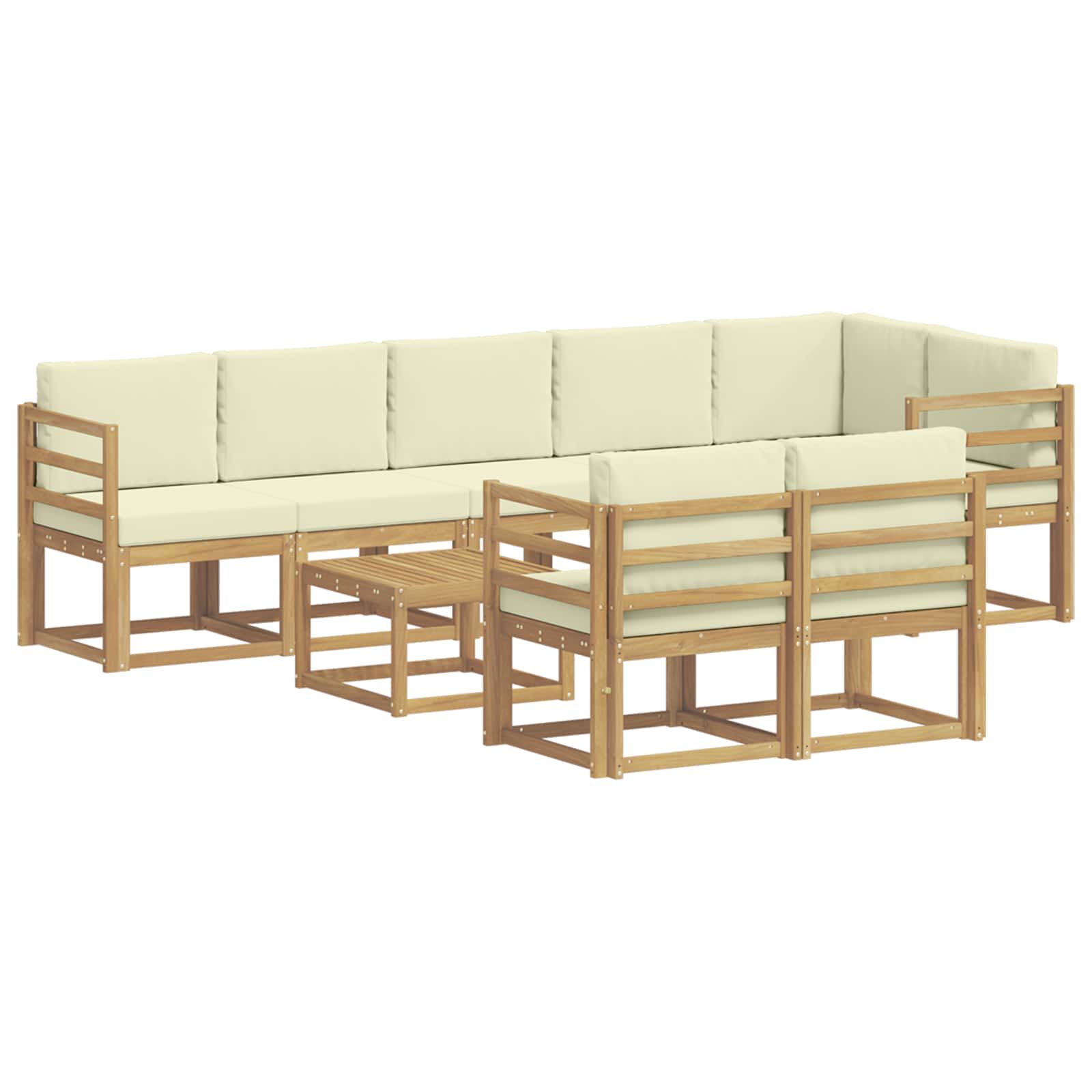 Buiten bankenset met kussen 9 pcs Wit en crèmekleurig Polyester is nu te koop bij PeponiXL, paradijselijk wonen!