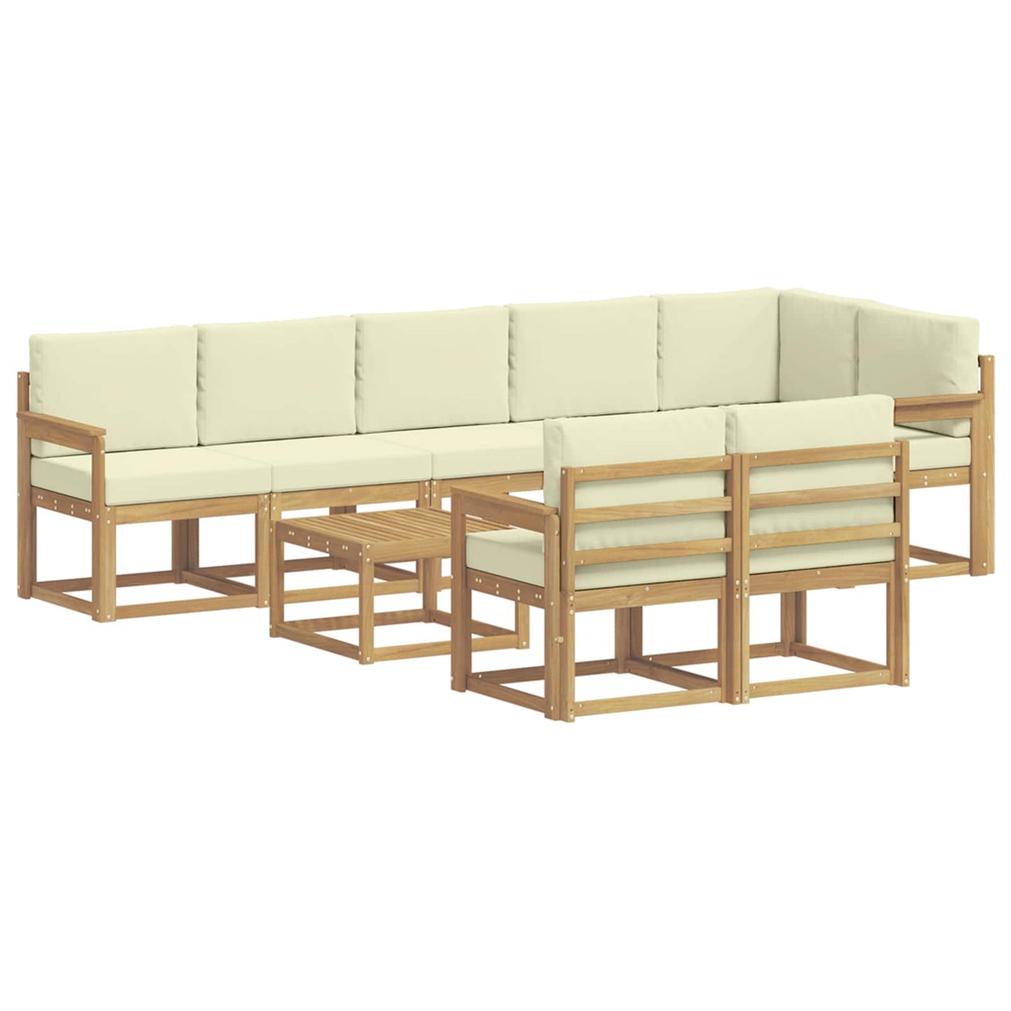Buiten bankenset met kussen 9 pcs Wit en crèmekleurig Polyester is nu te koop bij PeponiXL, paradijselijk wonen!