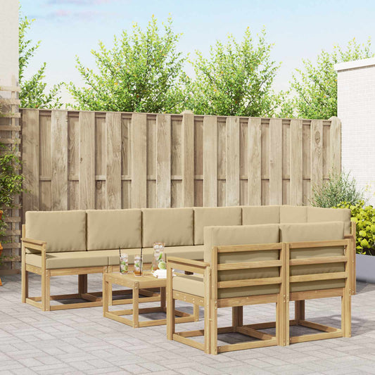 Buiten bankenset met kussen 9 pcs Wit en Beige Polyester is nu te koop bij PeponiXL, paradijselijk wonen!