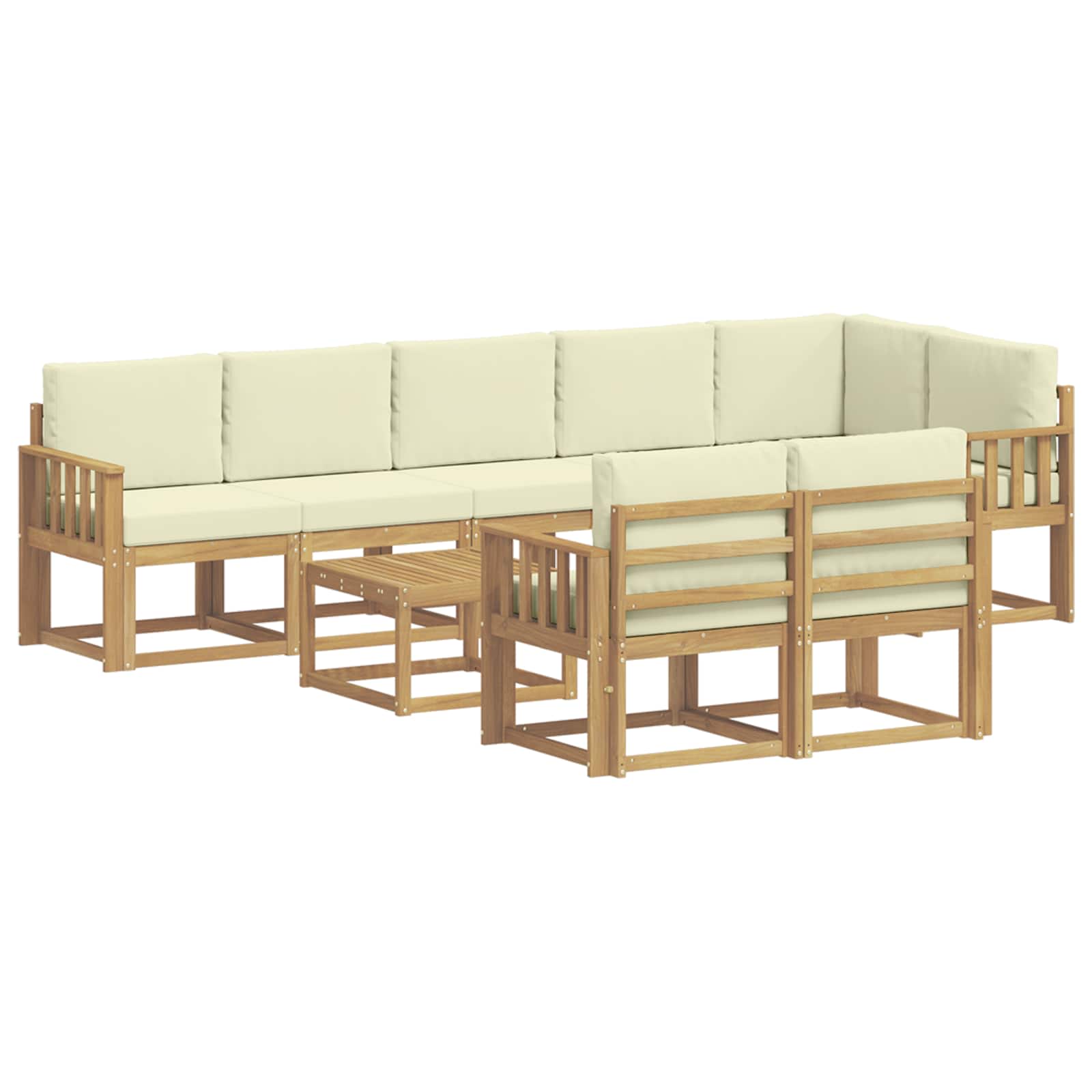Buiten bankenset met kussen 9 pcs Wit en crèmekleurig Polyester is nu te koop bij PeponiXL, paradijselijk wonen!