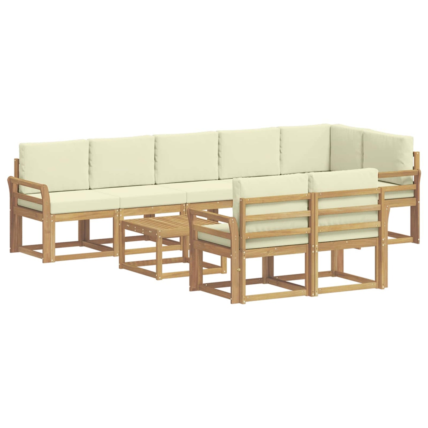 Buiten bankenset met kussen 9 pcs Wit en crèmekleurig Polyester is nu te koop bij PeponiXL, paradijselijk wonen!