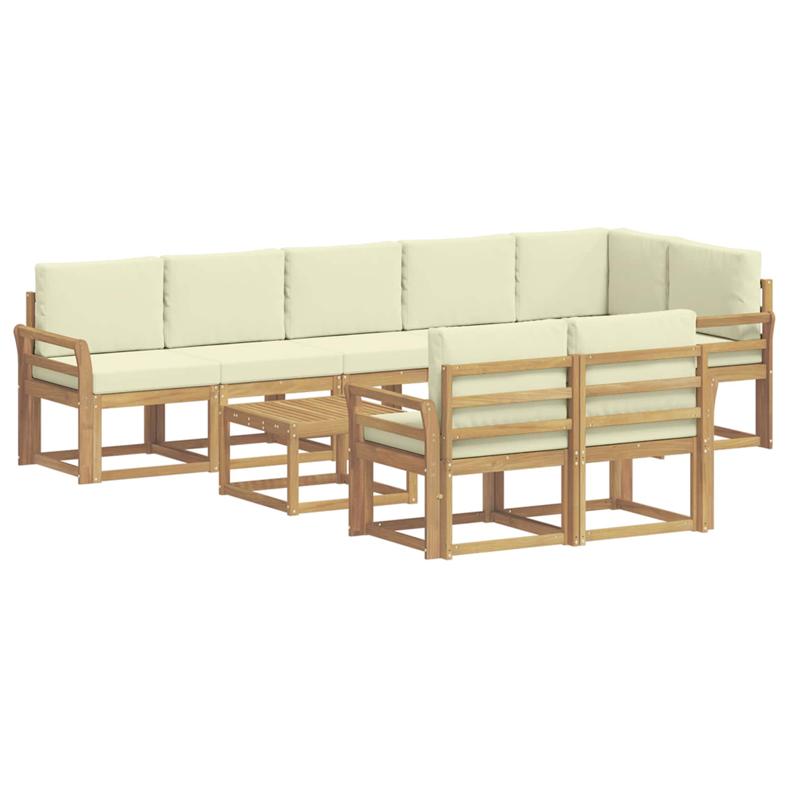 Buiten bankenset met kussen 9 pcs Wit en crèmekleurig Polyester is nu te koop bij PeponiXL, paradijselijk wonen!