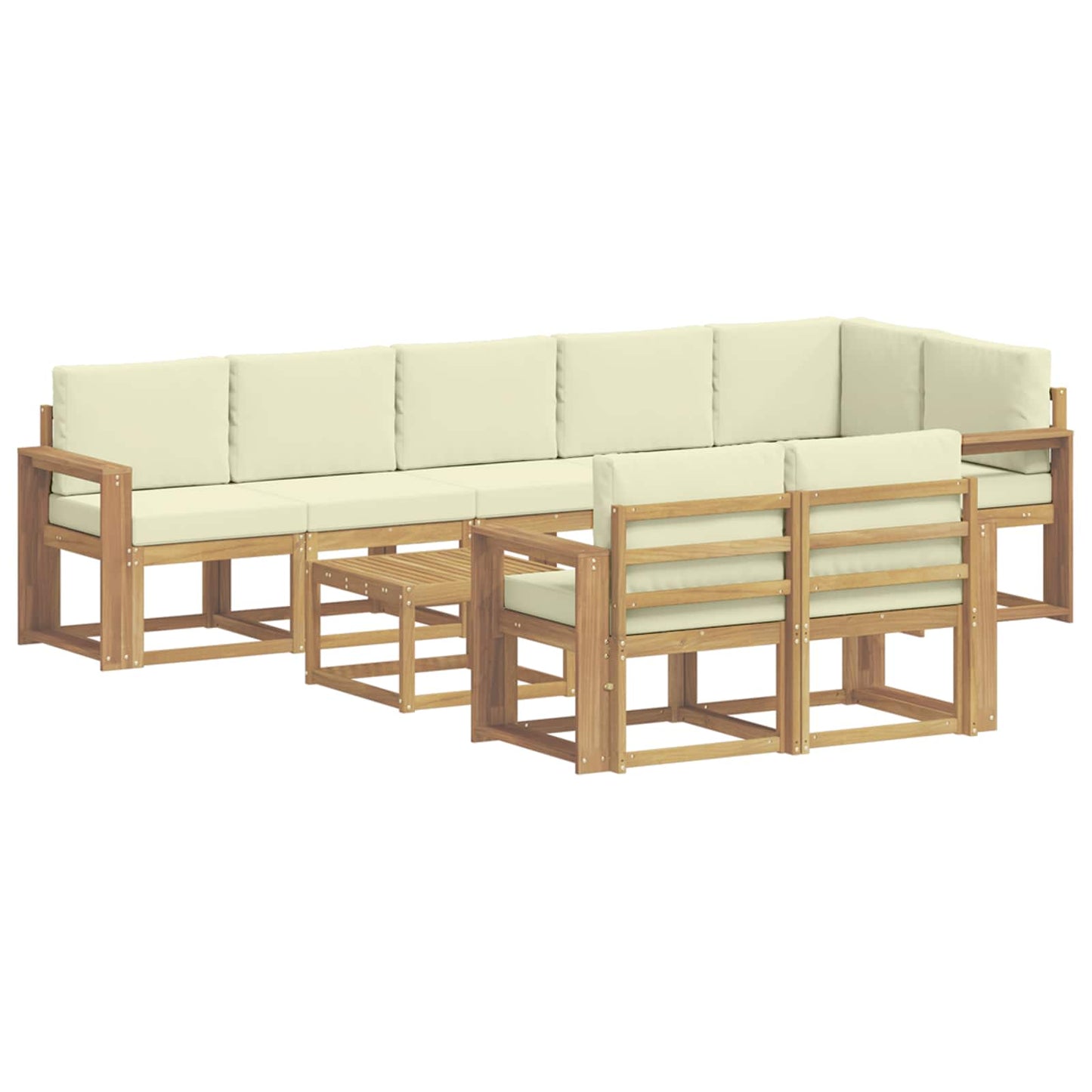 Buiten bankenset met kussen 9 pcs Wit en crèmekleurig Polyester is nu te koop bij PeponiXL, paradijselijk wonen!