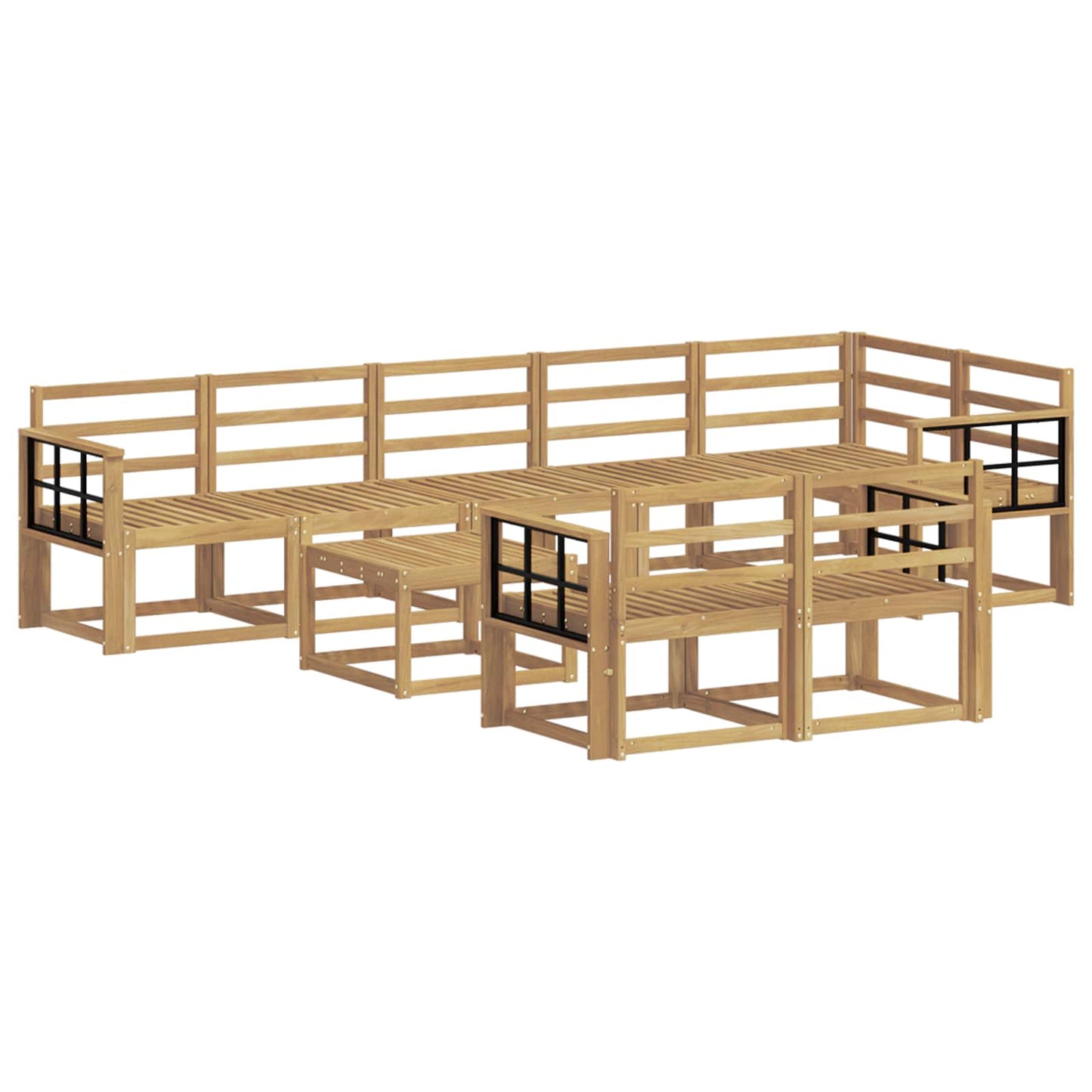 Buiten bankenset 9 pcs Wit Massief Acaciahout