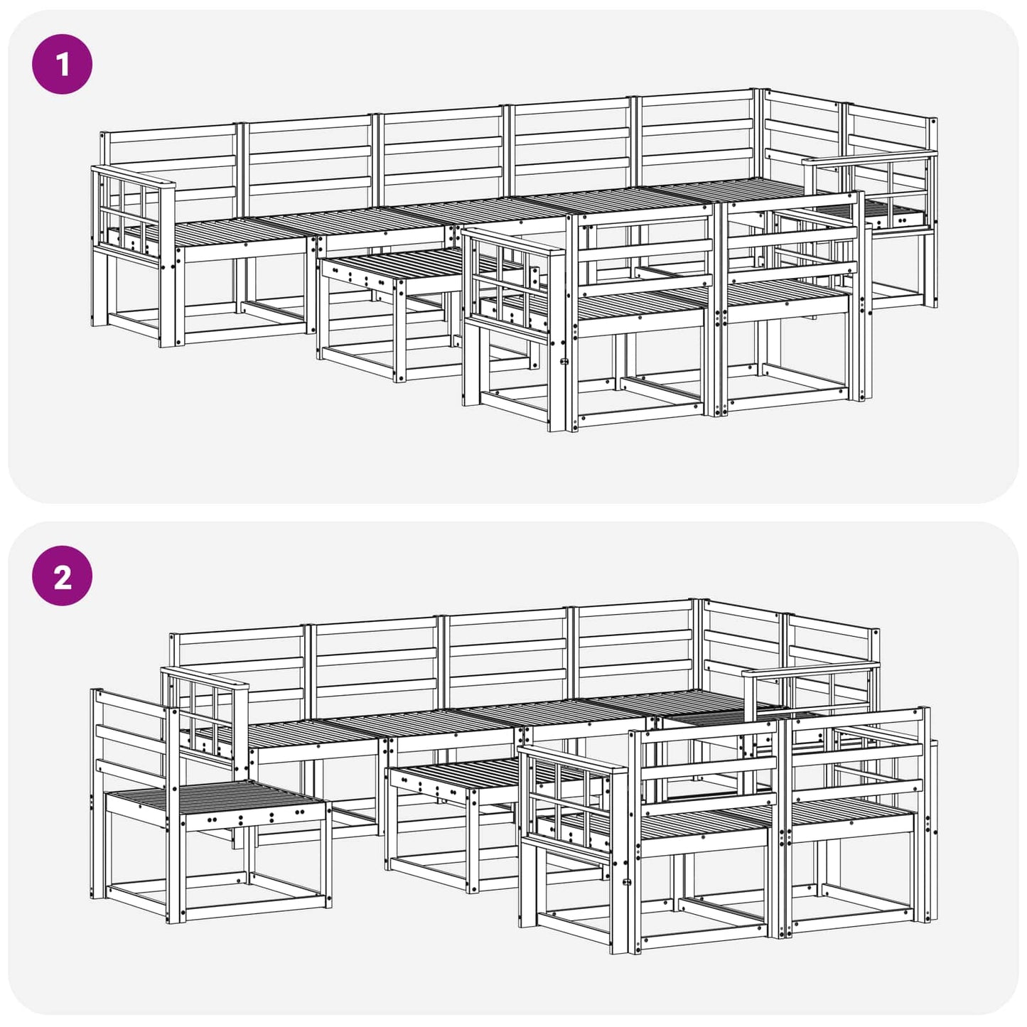 Buiten bankenset 9 pcs Wit Massief Acaciahout