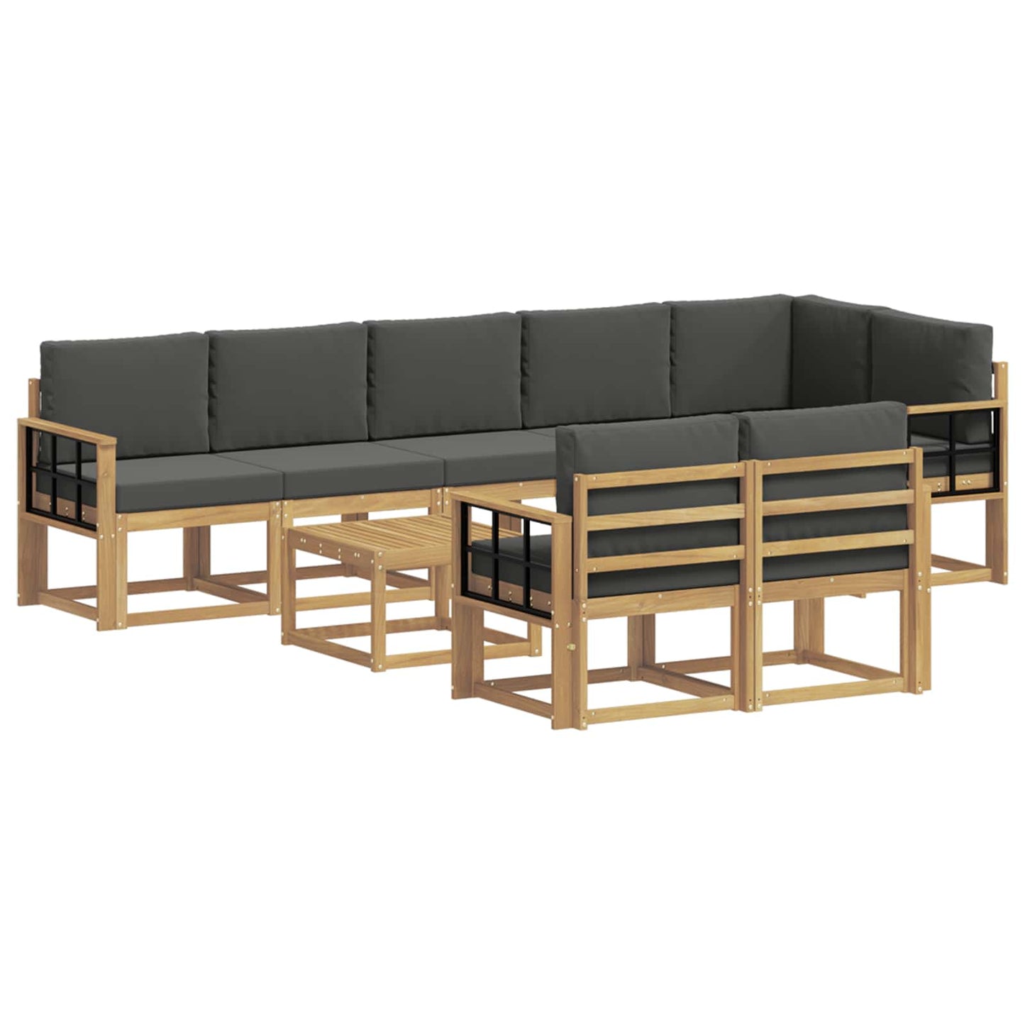 Buiten bankenset 9 pcs Wit en antracietkleurig Polyester is nu te koop bij PeponiXL, paradijselijk wonen!