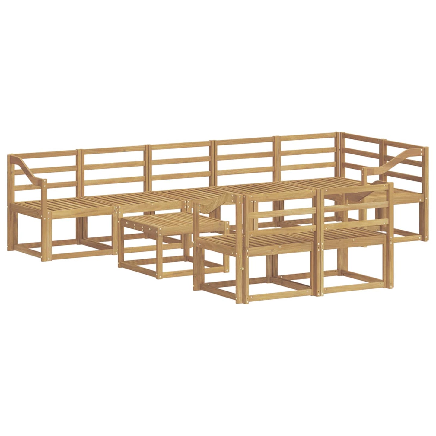 Buiten bankenset 9 pcs Wit Massief Acaciahout