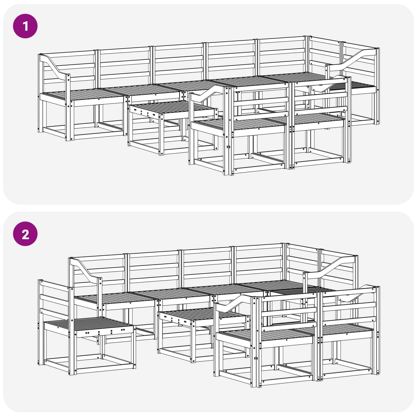 Buiten bankenset 9 pcs Wit Massief Acaciahout