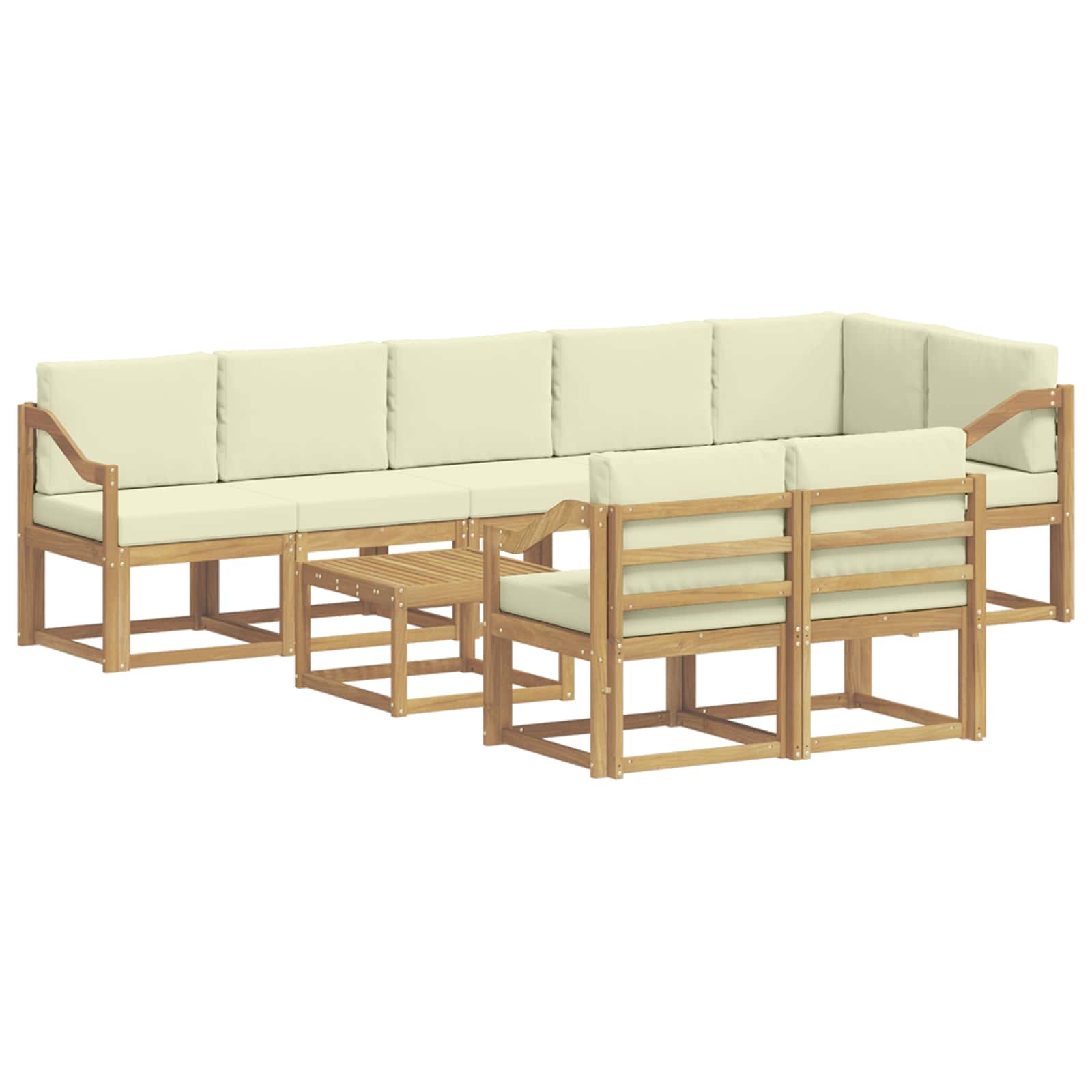 Buiten bankenset met kussen 9 pcs Wit en crèmekleurig Polyester is nu te koop bij PeponiXL, paradijselijk wonen!