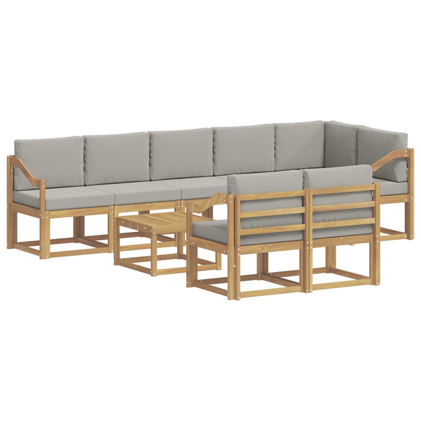 Buiten bankenset met kussen 9 pcs Wit en Lichtgrijs
