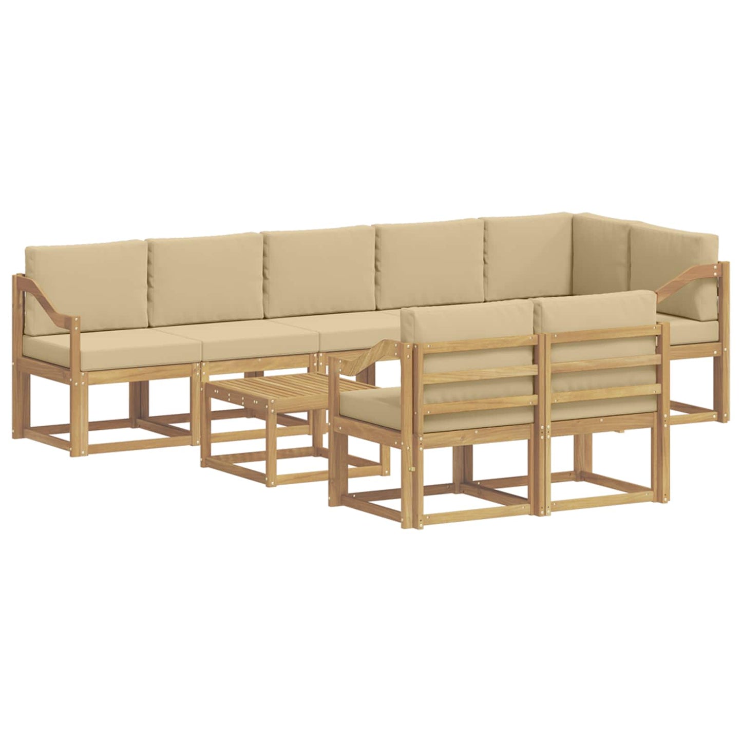 Buiten bankenset met kussen 9 pcs Wit en Beige Polyester is nu te koop bij PeponiXL, paradijselijk wonen!