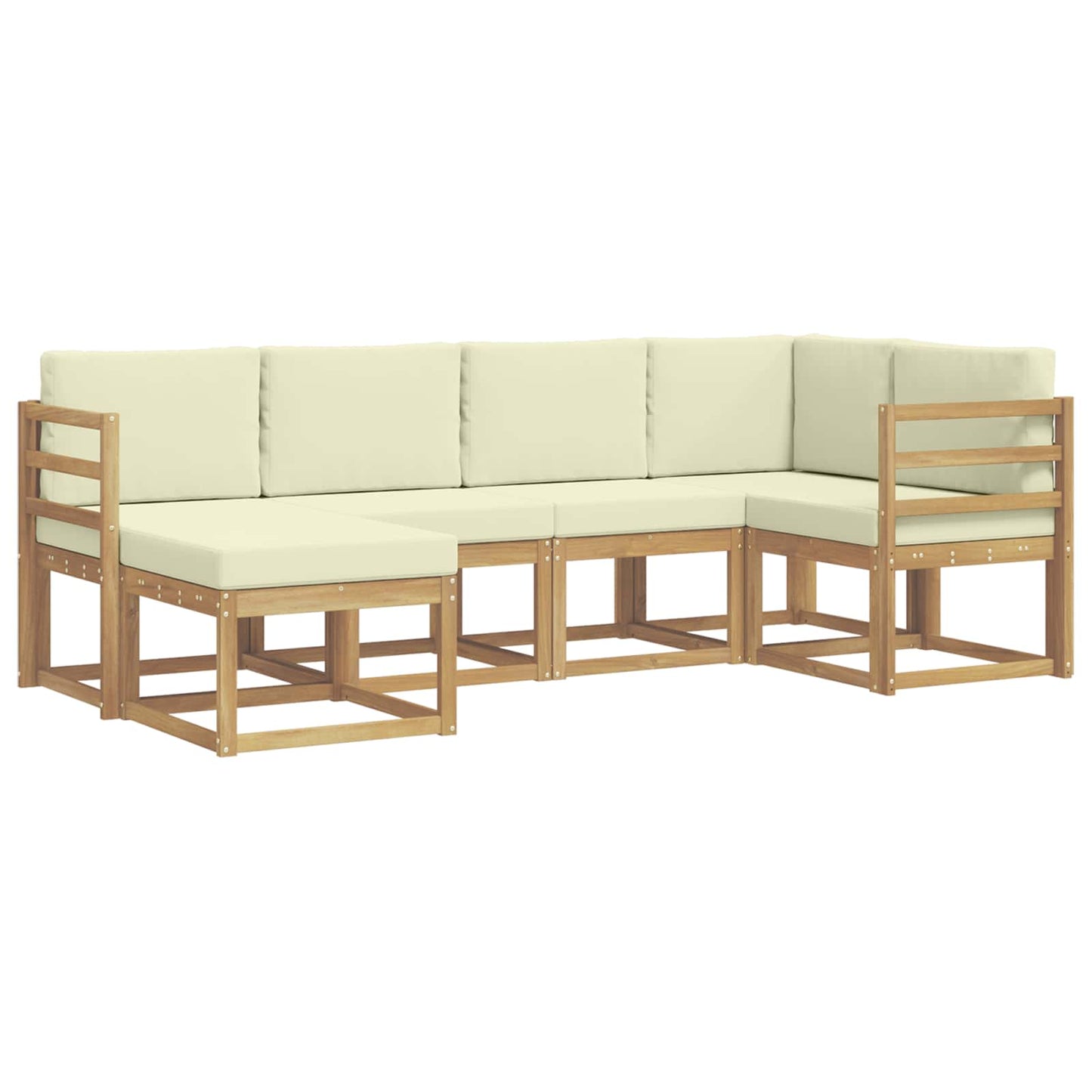 Buiten bankenset met kussen 6 pcs Wit en crèmekleurig Polyester is nu te koop bij PeponiXL, paradijselijk wonen!