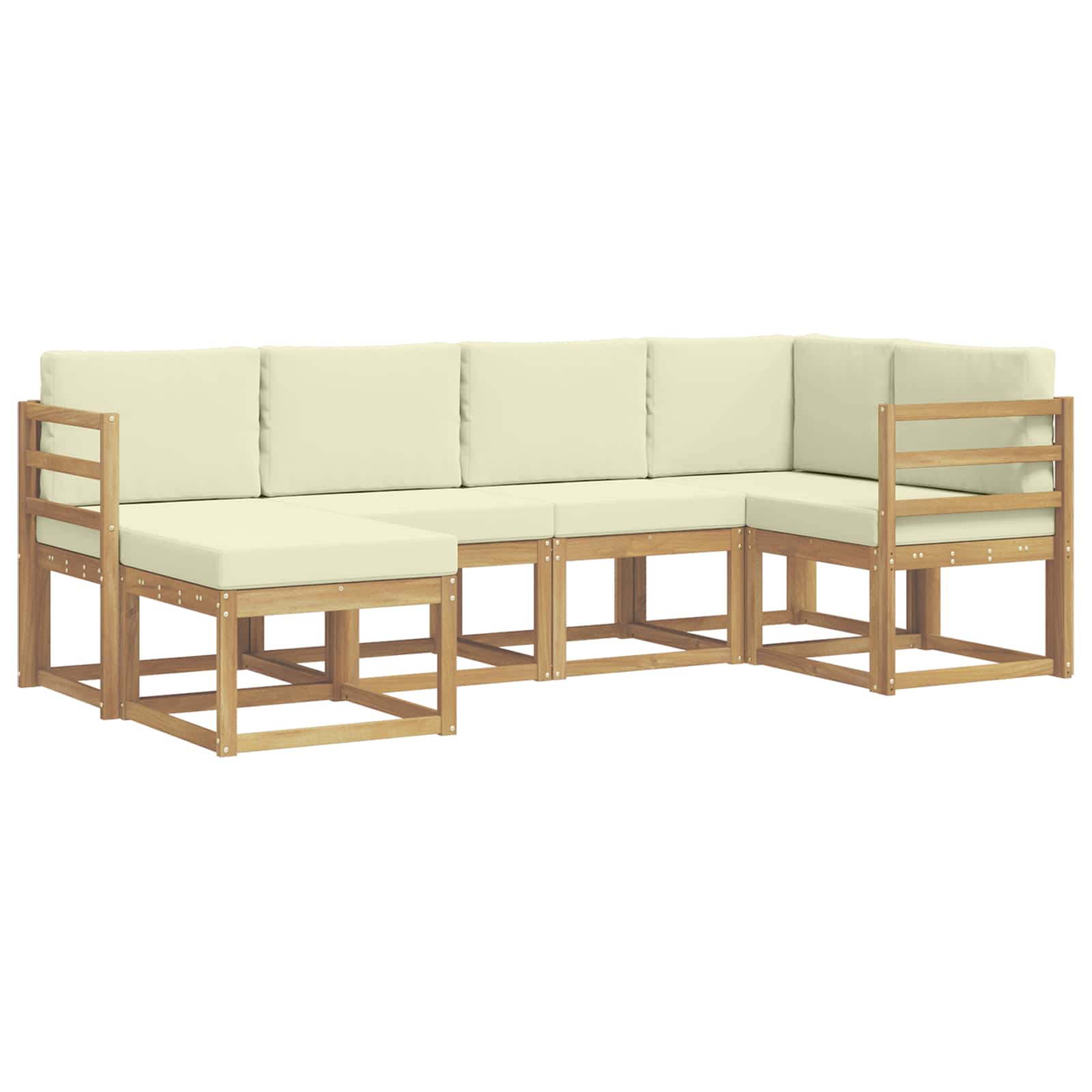Buiten bankenset met kussen 6 pcs Wit en crèmekleurig Polyester is nu te koop bij PeponiXL, paradijselijk wonen!