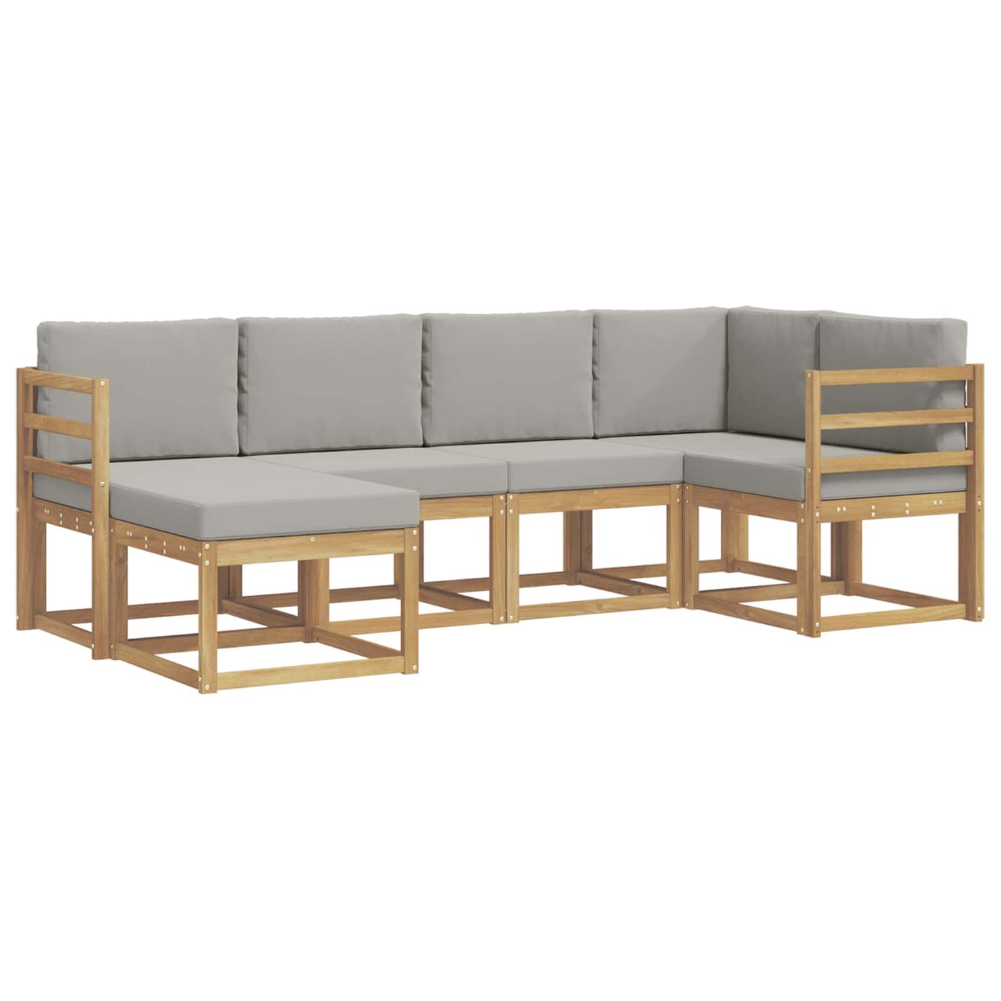 Buiten bankenset met kussen 6 pcs Wit en Lichtgrijs