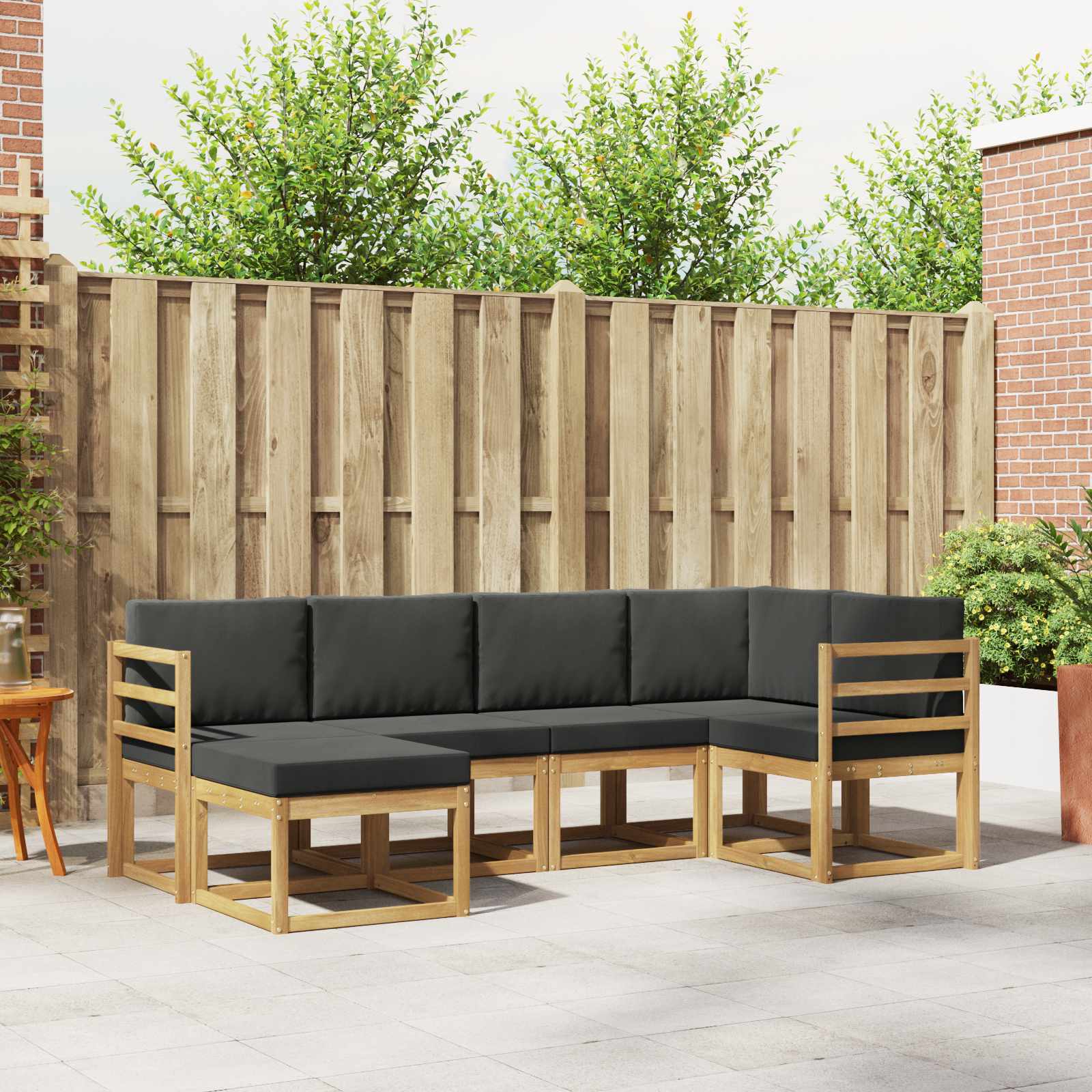 Buiten bankenset 6 pcs Wit en antracietkleurig Polyester is nu te koop bij PeponiXL, paradijselijk wonen!