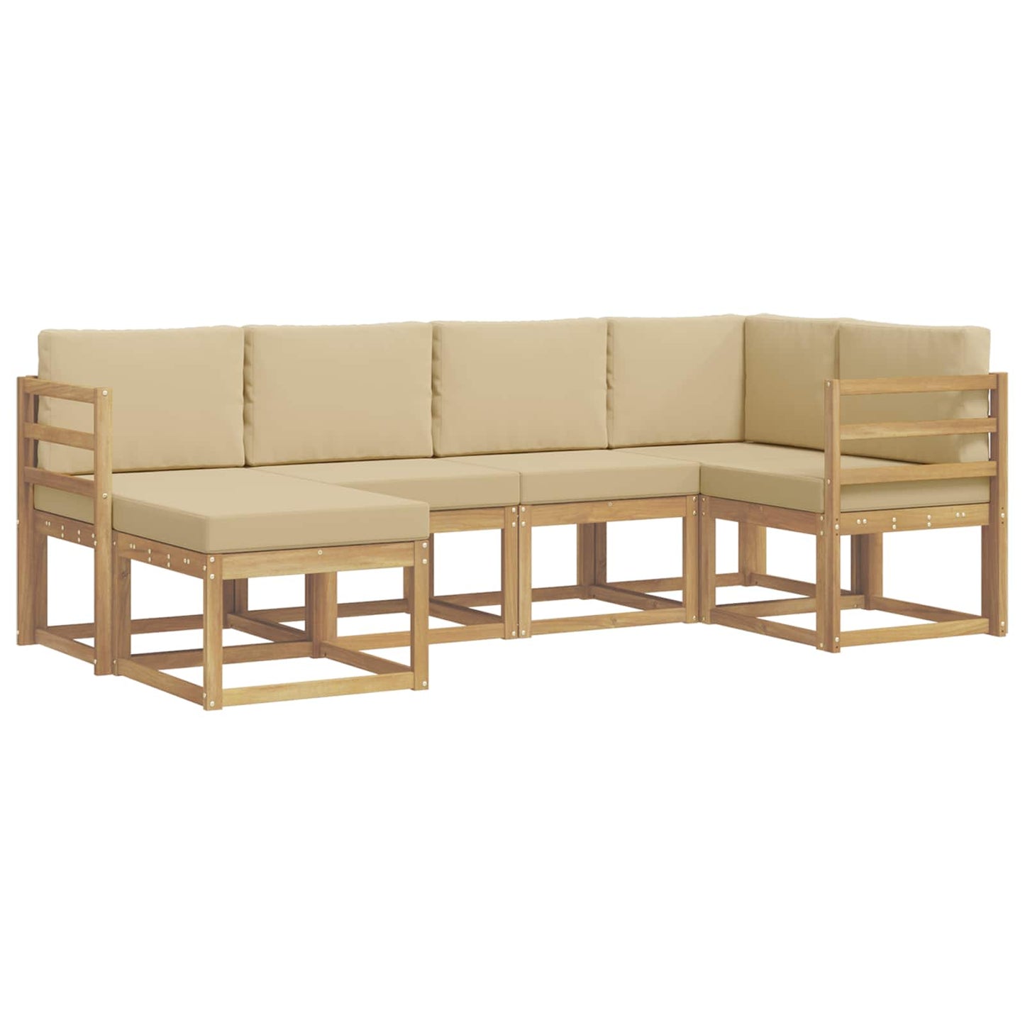 Buiten bankenset met kussen 6 pcs Wit en Beige Polyester is nu te koop bij PeponiXL, paradijselijk wonen!