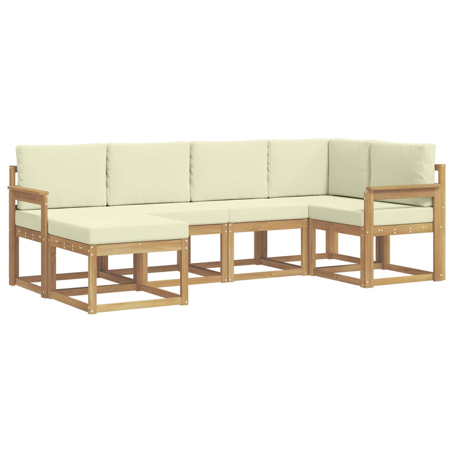 Buiten bankenset met kussen 6 pcs Wit en crèmekleurig Polyester is nu te koop bij PeponiXL, paradijselijk wonen!