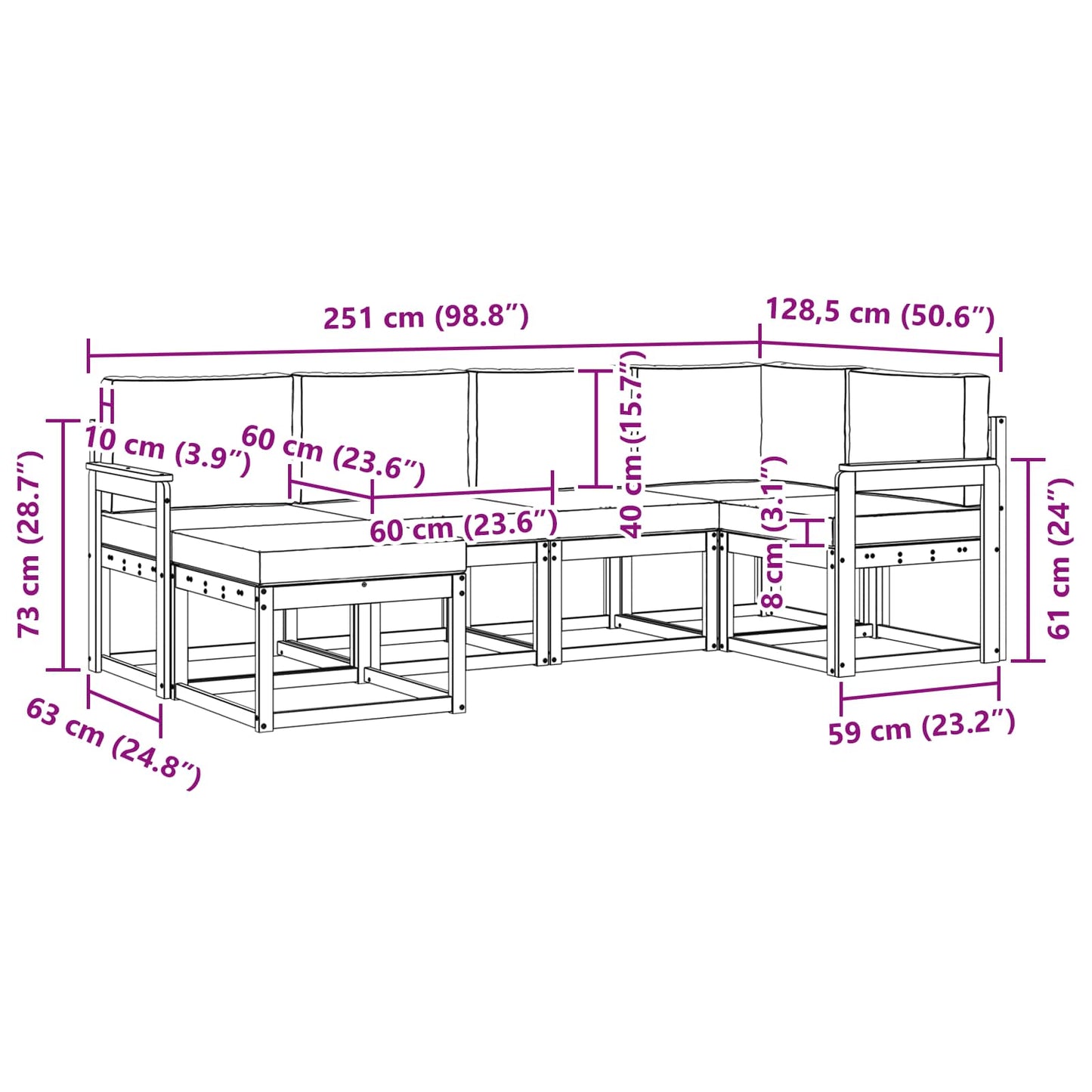 Buiten bankenset met kussen 6 pcs Wit en crèmekleurig Polyester is nu te koop bij PeponiXL, paradijselijk wonen!