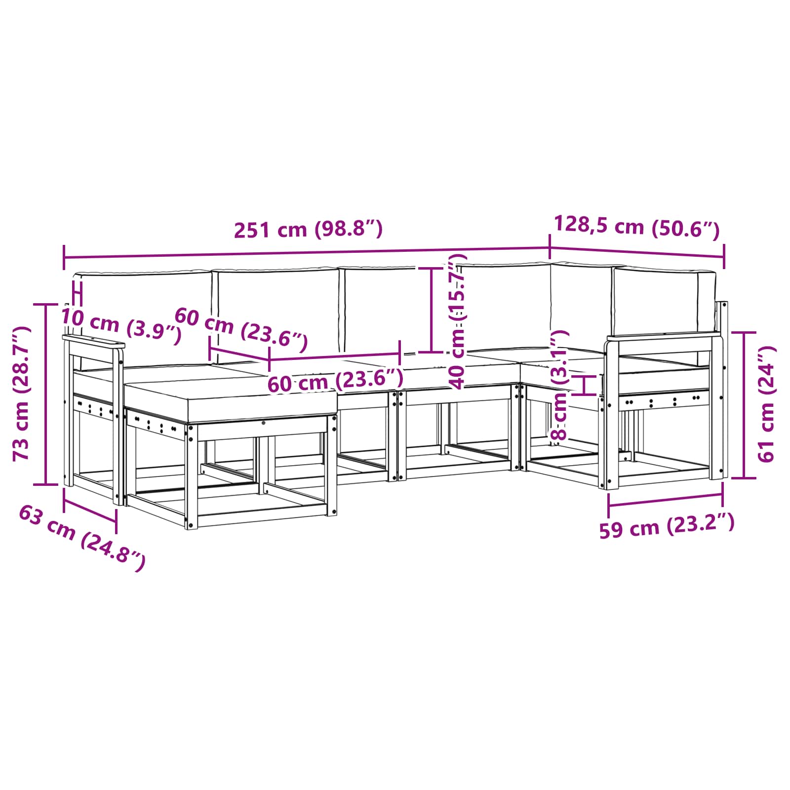 Buiten bankenset 6 pcs Wit en antracietkleurig Polyester is nu te koop bij PeponiXL, paradijselijk wonen!