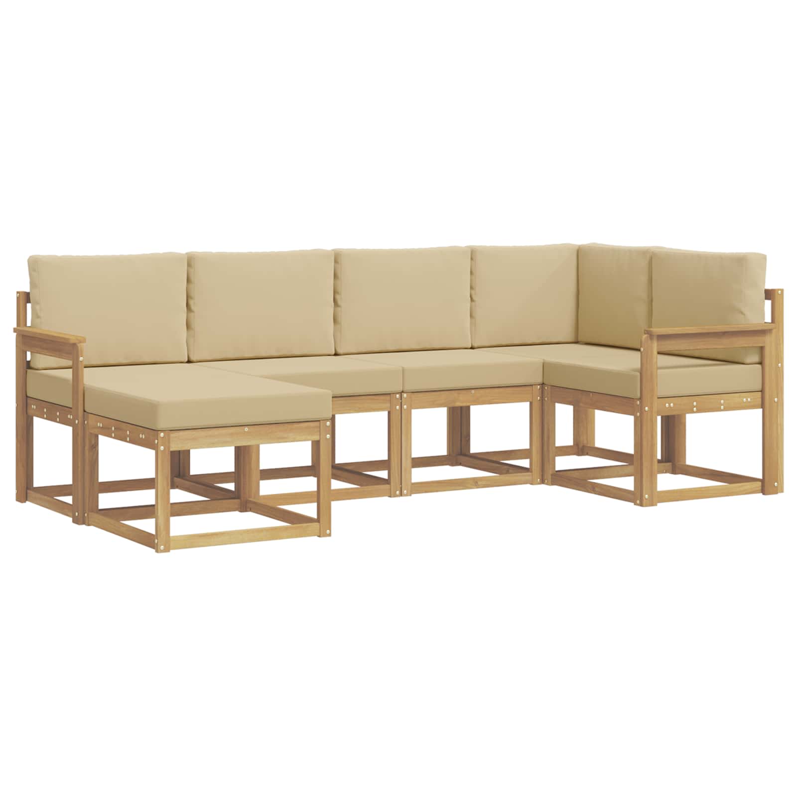 Buiten bankenset met kussen 6 pcs Wit en Beige Polyester is nu te koop bij PeponiXL, paradijselijk wonen!