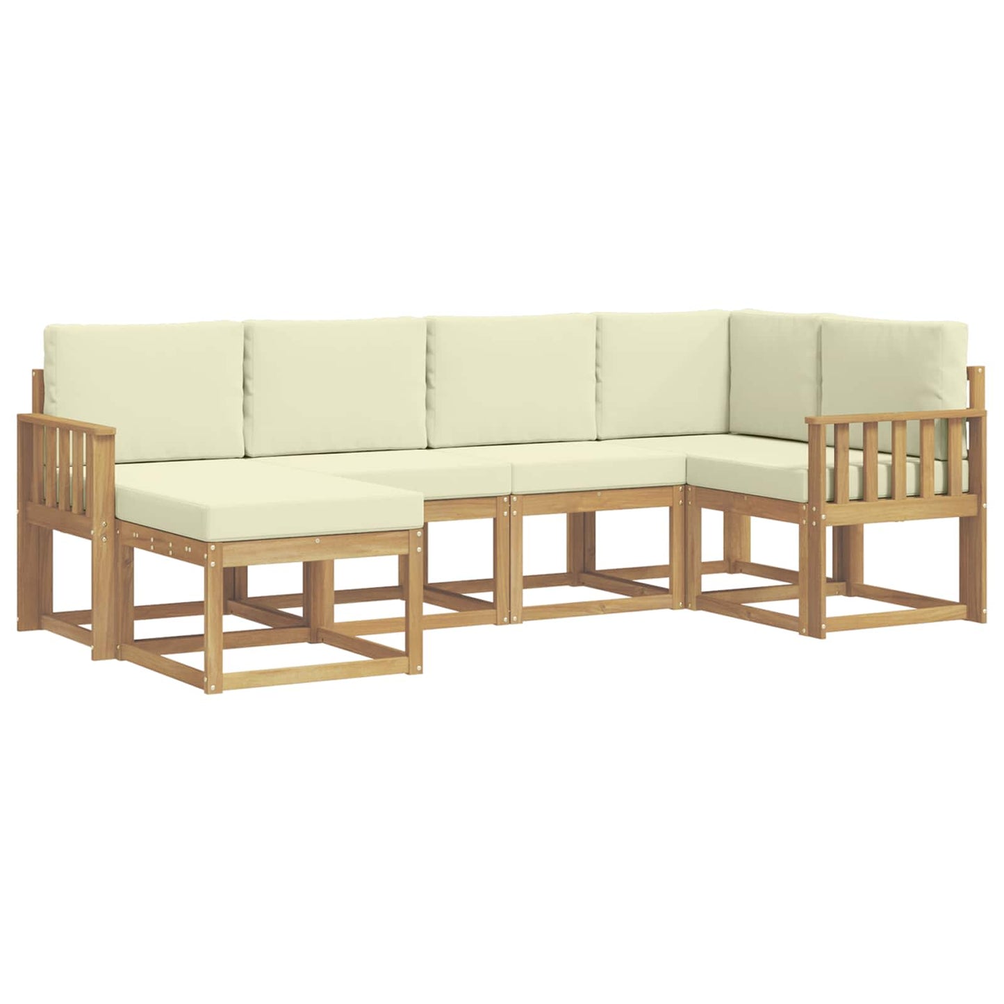 Buiten bankenset met kussen 6 pcs Wit en crèmekleurig Polyester is nu te koop bij PeponiXL, paradijselijk wonen!