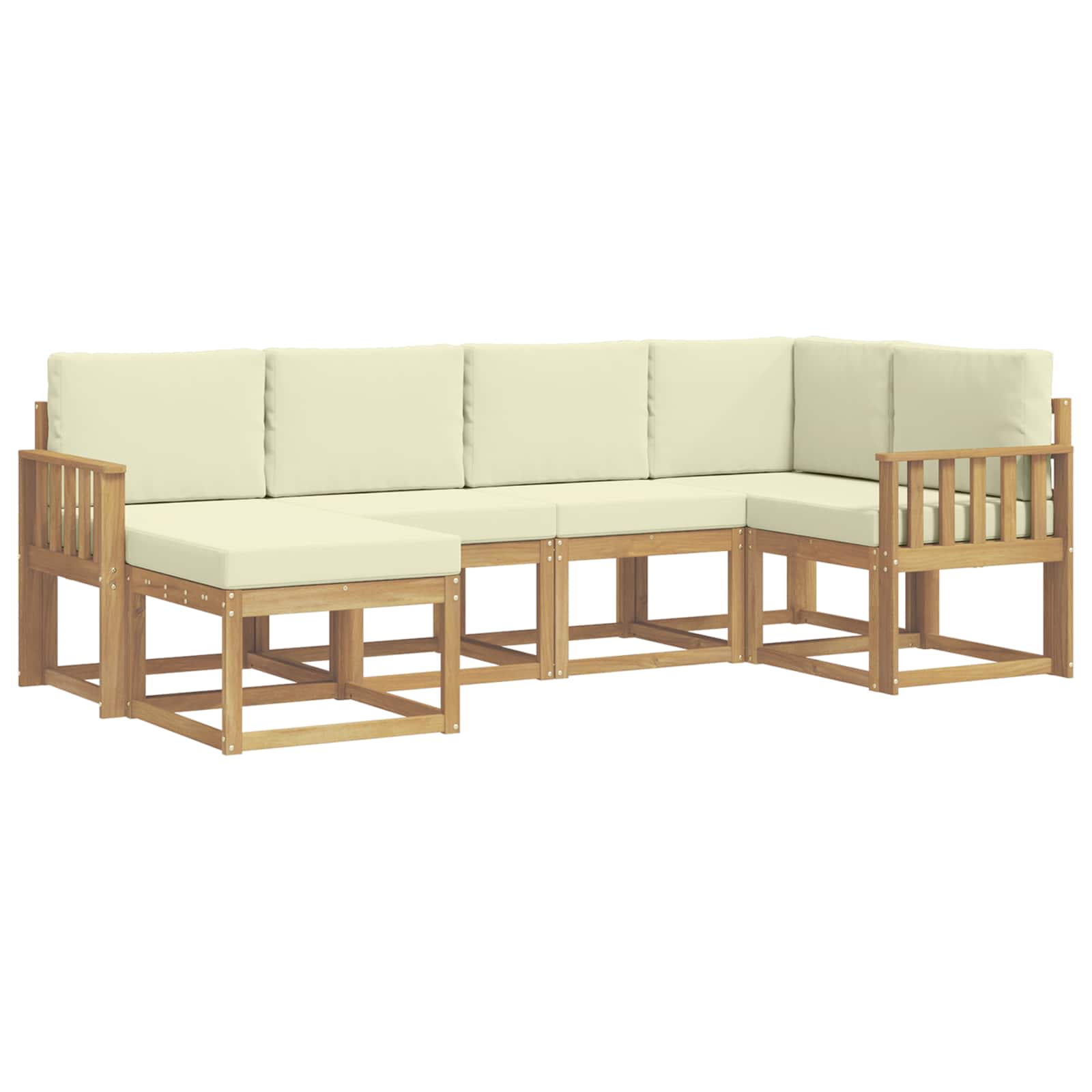 Buiten bankenset met kussen 6 pcs Wit en crèmekleurig Polyester is nu te koop bij PeponiXL, paradijselijk wonen!