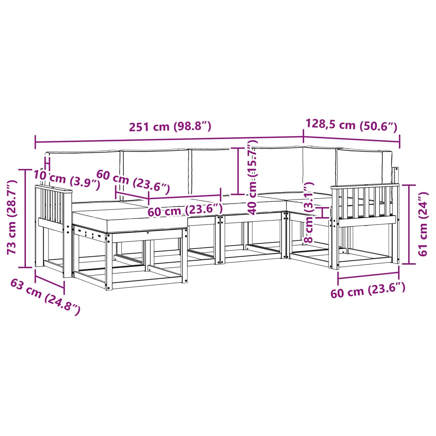 Buiten bankenset 6 pcs Wit en antracietkleurig Polyester is nu te koop bij PeponiXL, paradijselijk wonen!