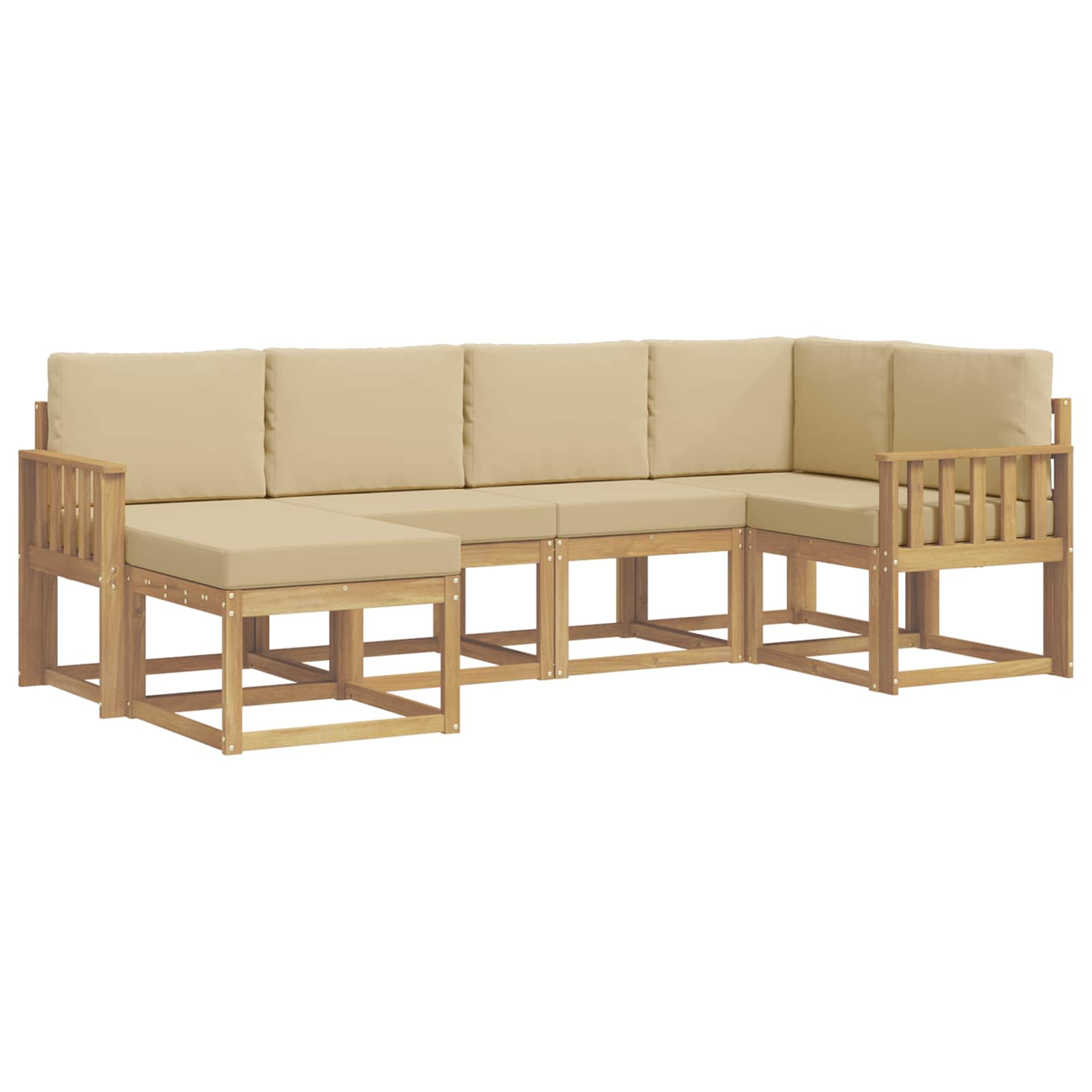 Buiten bankenset met kussen 6 pcs Wit en Beige Polyester is nu te koop bij PeponiXL, paradijselijk wonen!