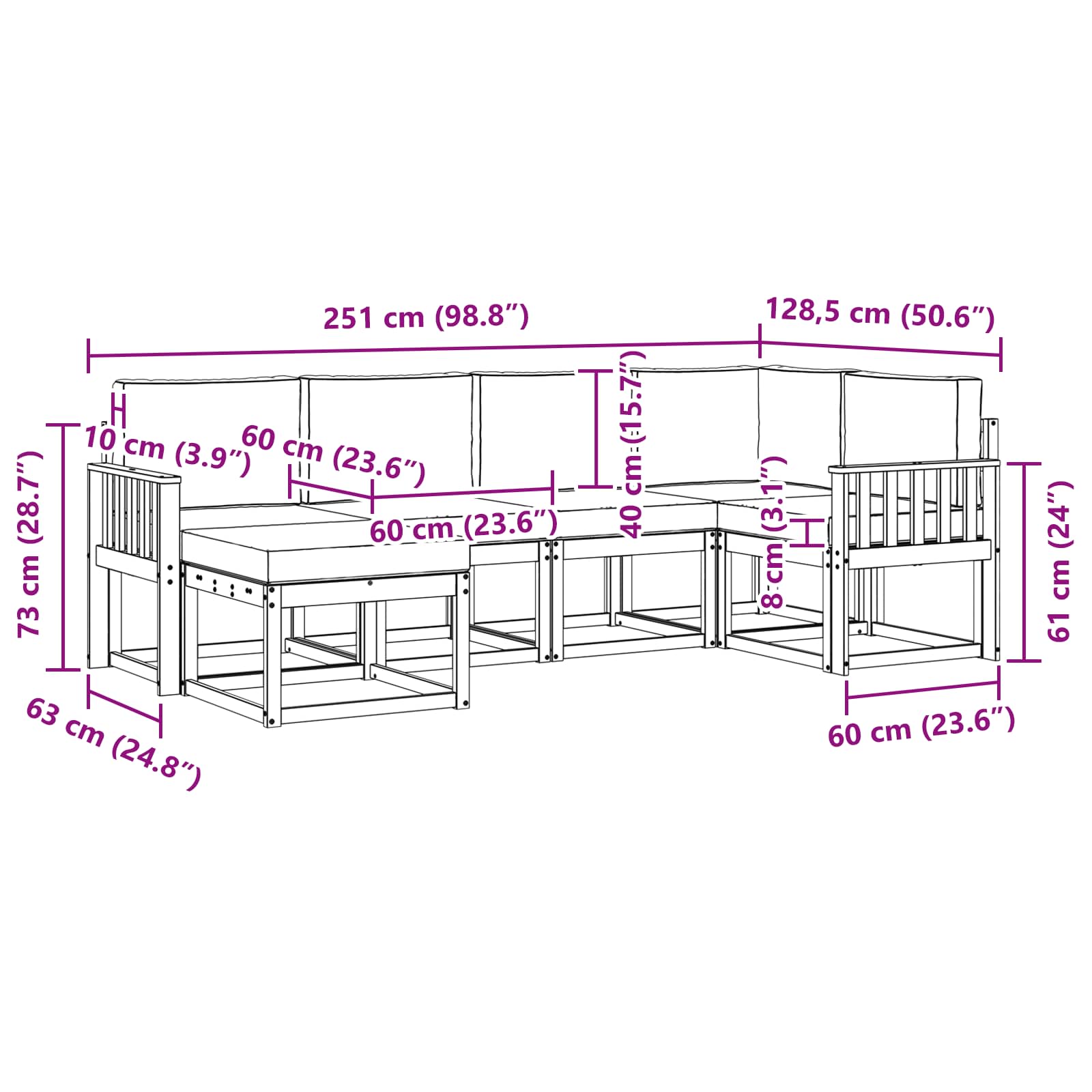 Buiten bankenset met kussen 6 pcs Wit en Beige Polyester is nu te koop bij PeponiXL, paradijselijk wonen!