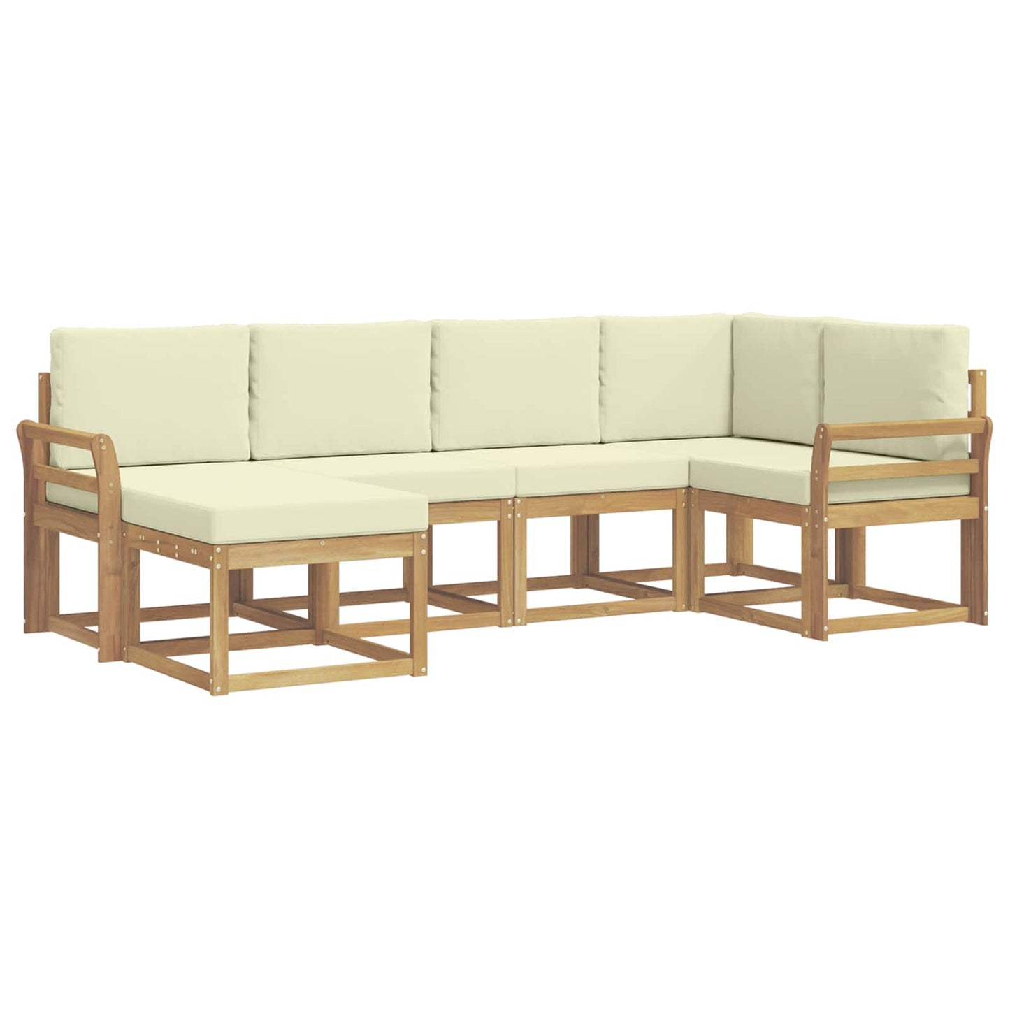 Buiten bankenset met kussen 6 pcs Wit en crèmekleurig Polyester is nu te koop bij PeponiXL, paradijselijk wonen!