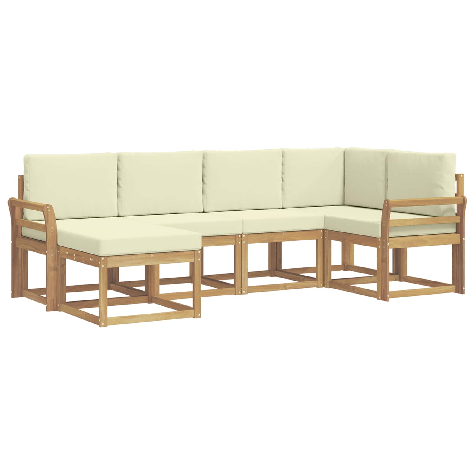 Buiten bankenset met kussen 6 pcs Wit en crèmekleurig Polyester is nu te koop bij PeponiXL, paradijselijk wonen!
