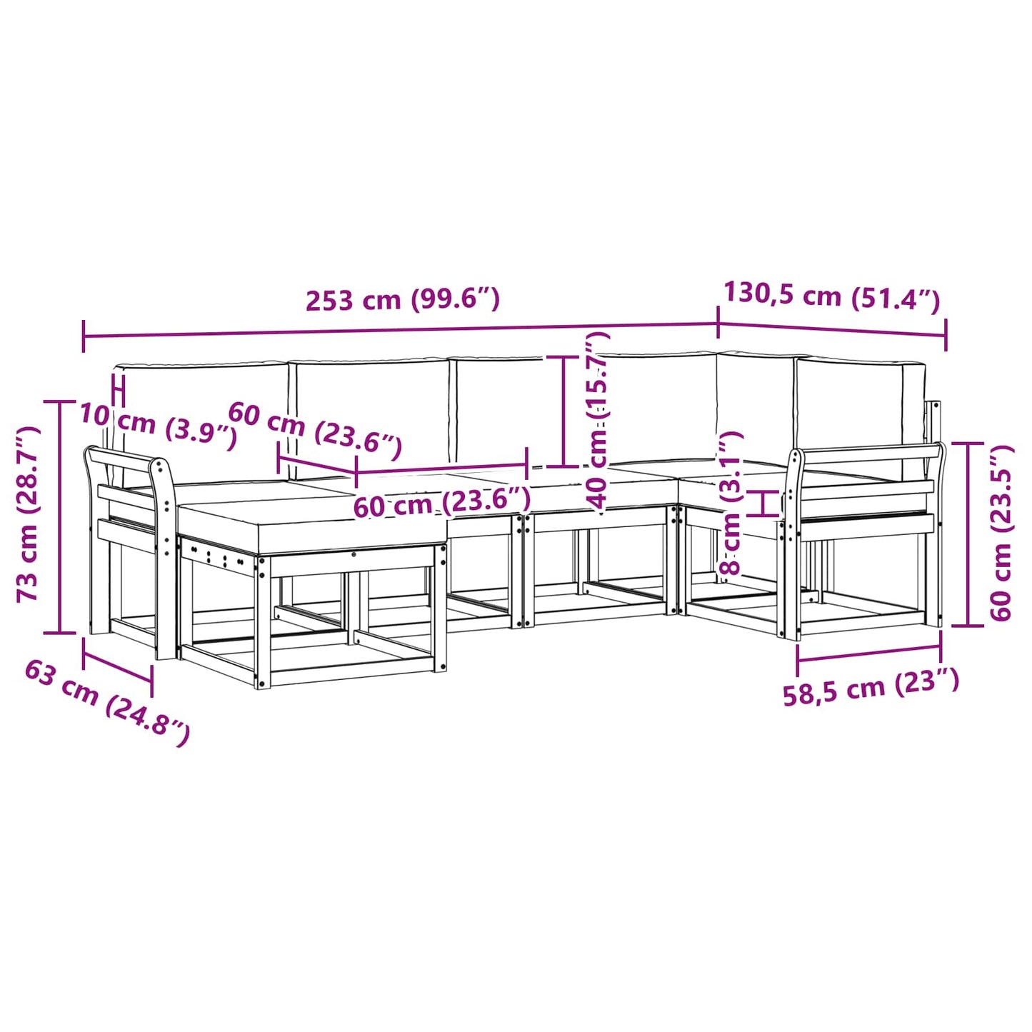 Buiten bankenset met kussen 6 pcs Wit en crèmekleurig Polyester is nu te koop bij PeponiXL, paradijselijk wonen!