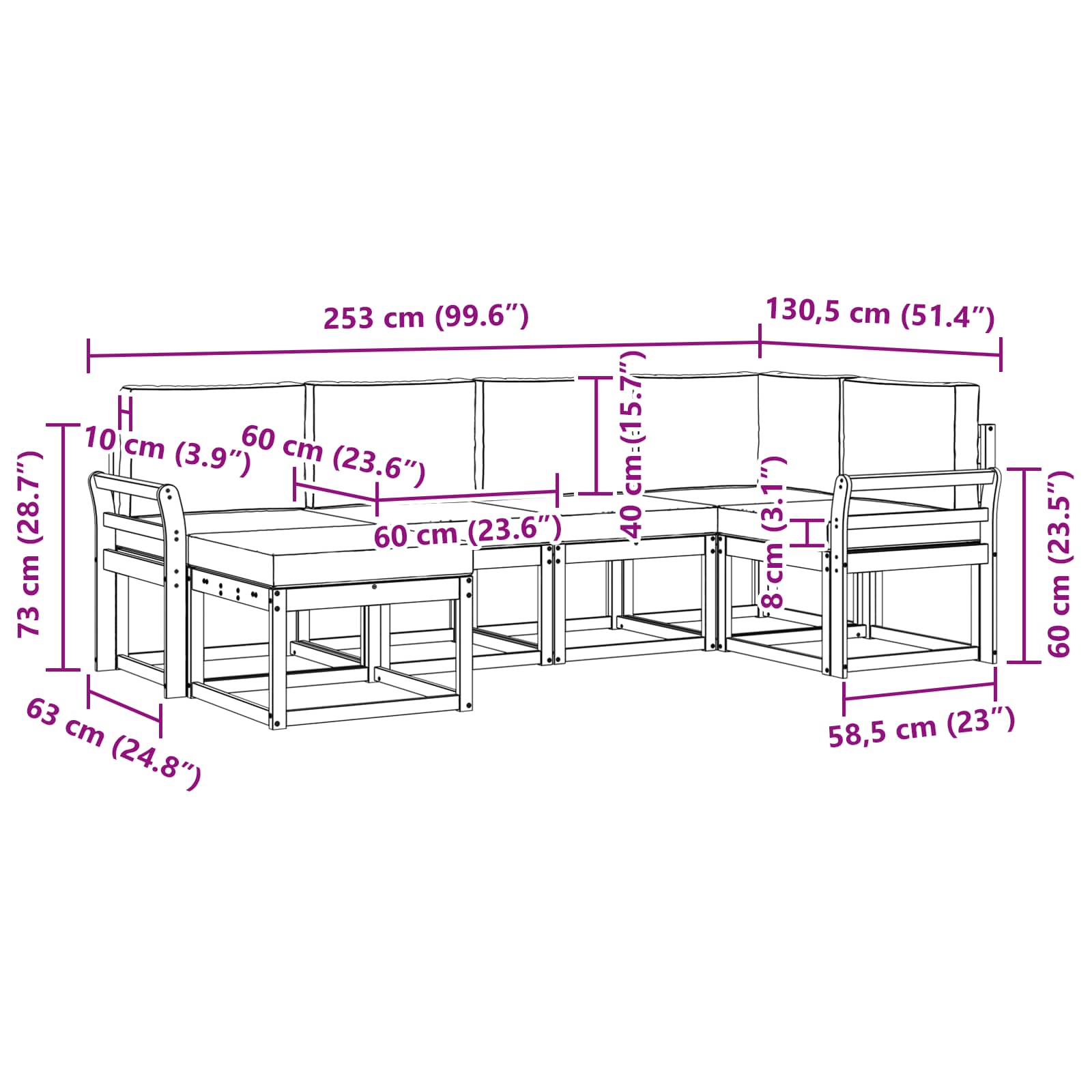 Buiten bankenset met kussen 6 pcs Wit en crèmekleurig Polyester is nu te koop bij PeponiXL, paradijselijk wonen!