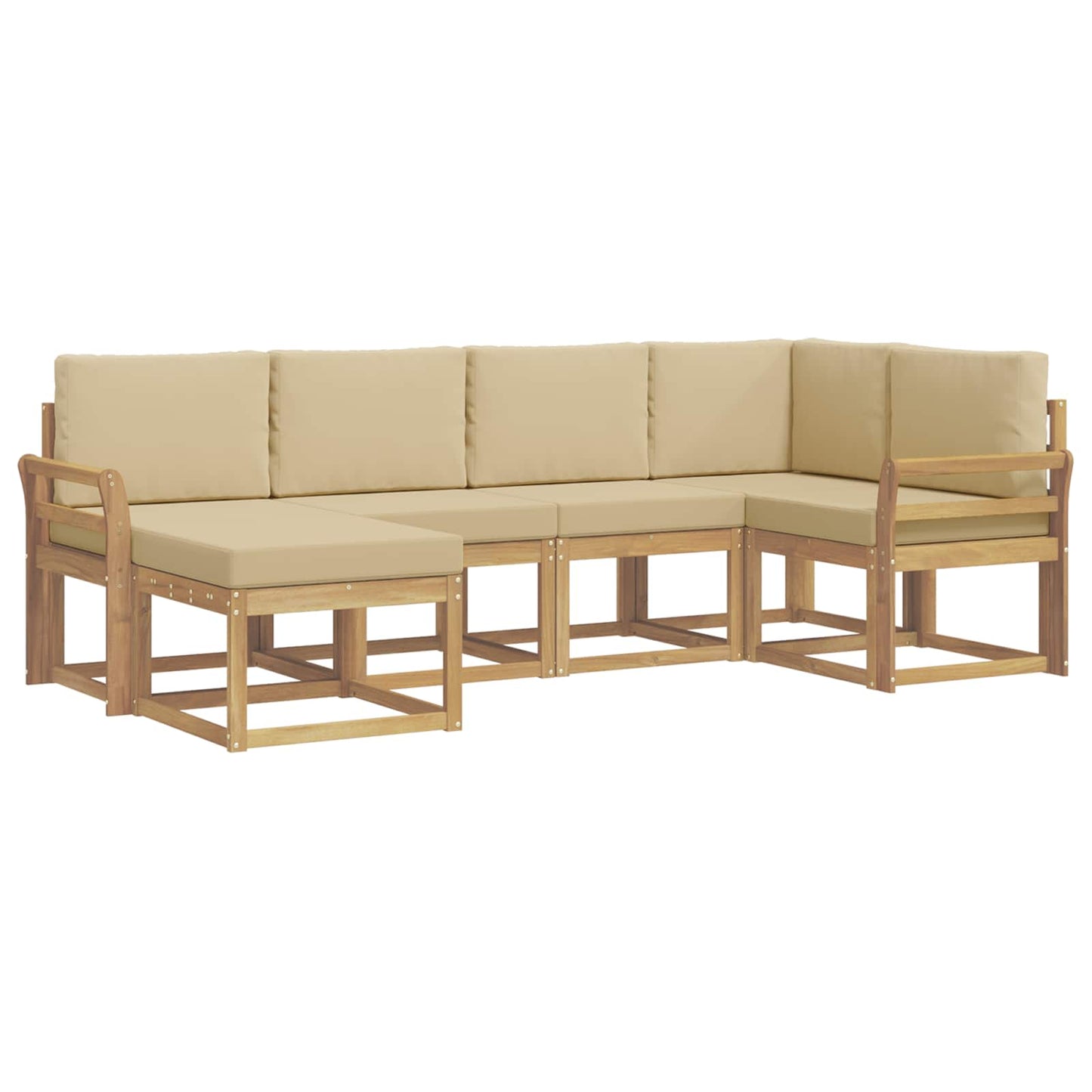 Buiten bankenset met kussen 6 pcs Wit en Beige Polyester is nu te koop bij PeponiXL, paradijselijk wonen!