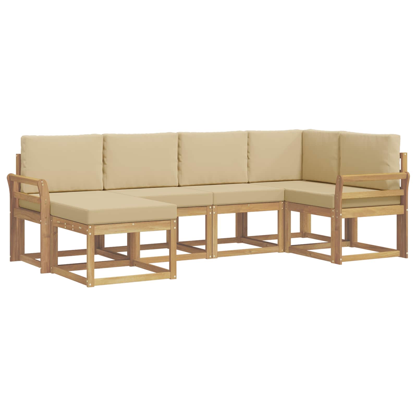 Buiten bankenset met kussen 6 pcs Wit en Beige Polyester is nu te koop bij PeponiXL, paradijselijk wonen!