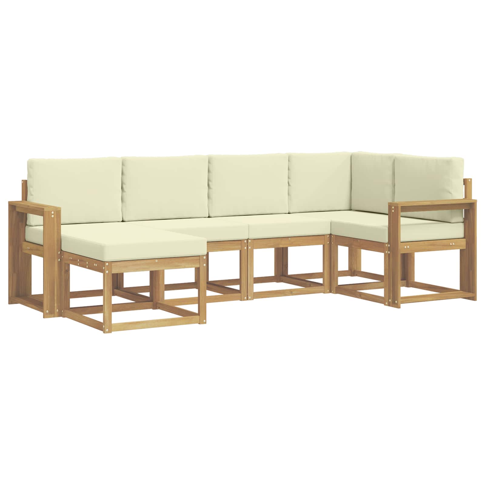 Buiten bankenset met kussen 6 pcs Wit en crèmekleurig Polyester is nu te koop bij PeponiXL, paradijselijk wonen!