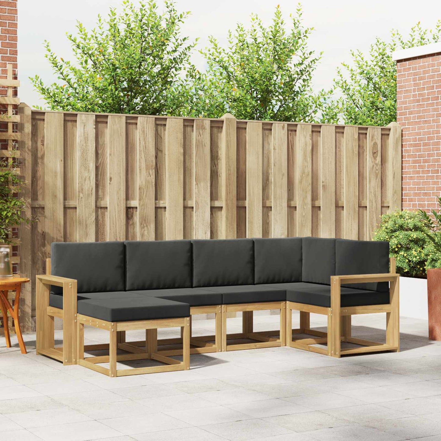 Buiten bankenset 6 pcs Wit en antracietkleurig Polyester is nu te koop bij PeponiXL, paradijselijk wonen!