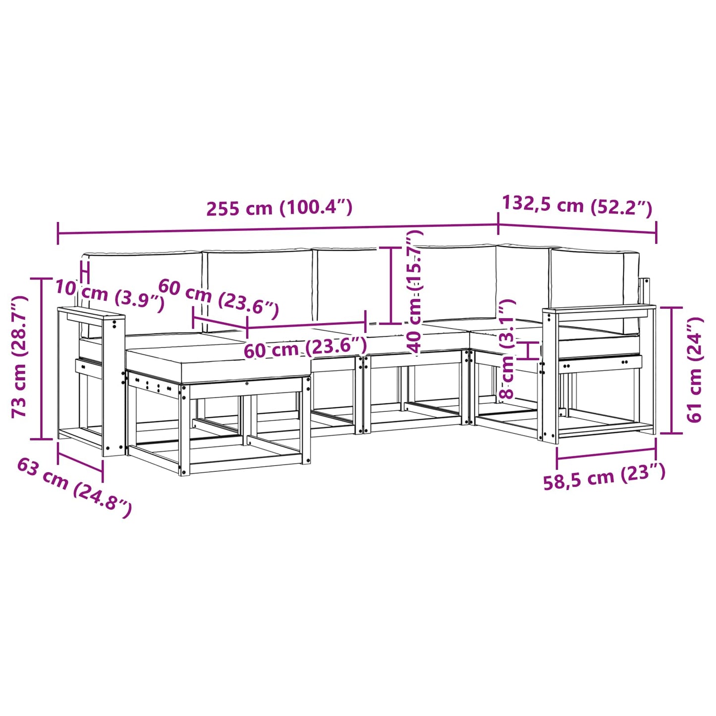 Buiten bankenset 6 pcs Wit en antracietkleurig Polyester is nu te koop bij PeponiXL, paradijselijk wonen!
